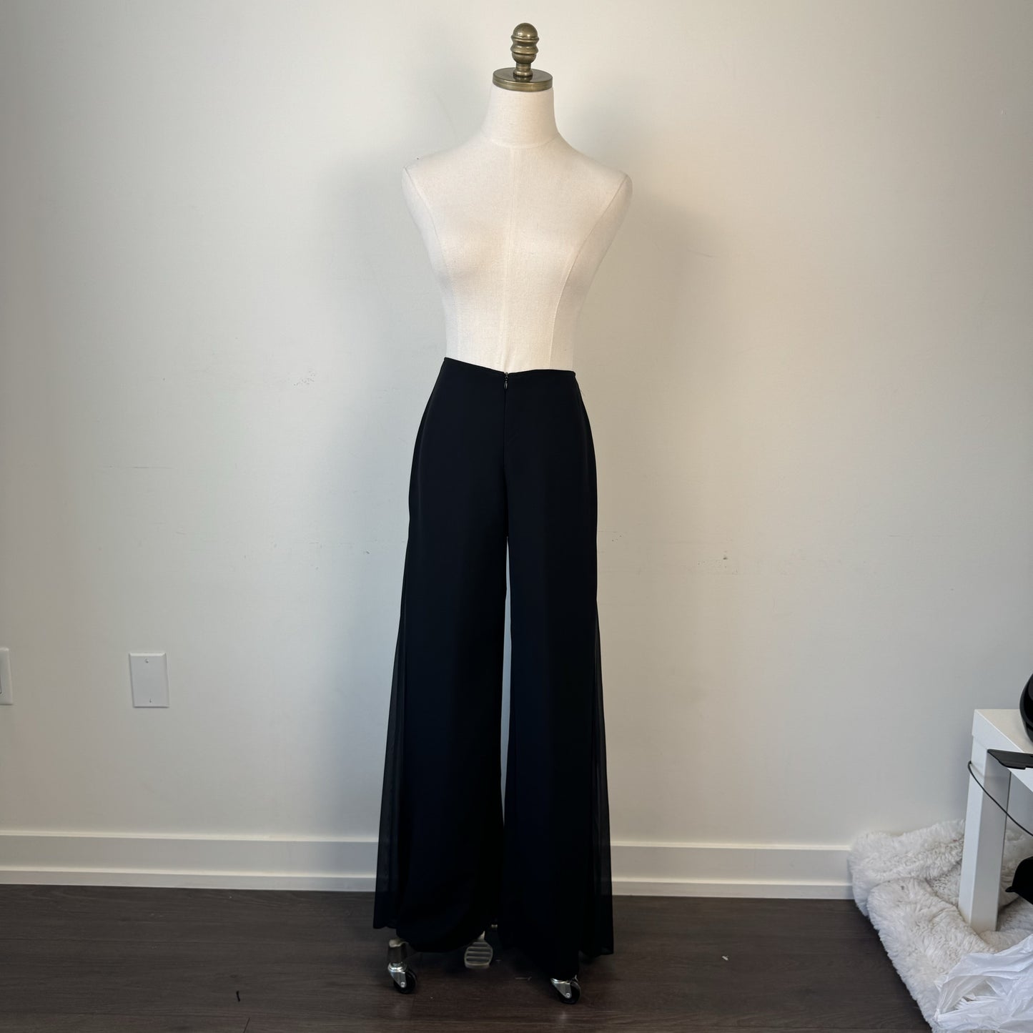 Vintage Joseph Ribkoff Black Flared High Waisted Chiffon Trousers – view 4