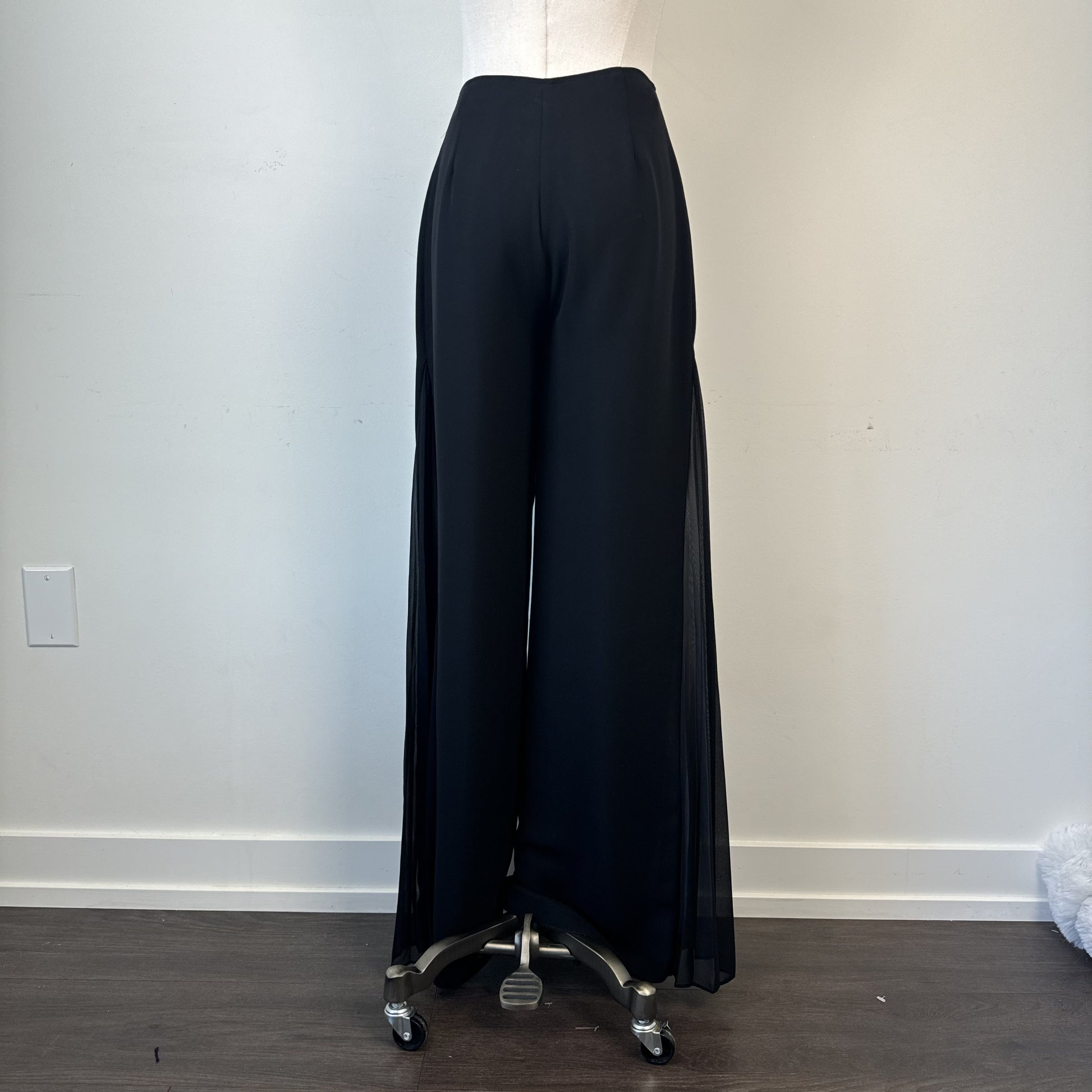 Vintage Joseph Ribkoff Black Flared High Waisted Chiffon Trousers – view 7