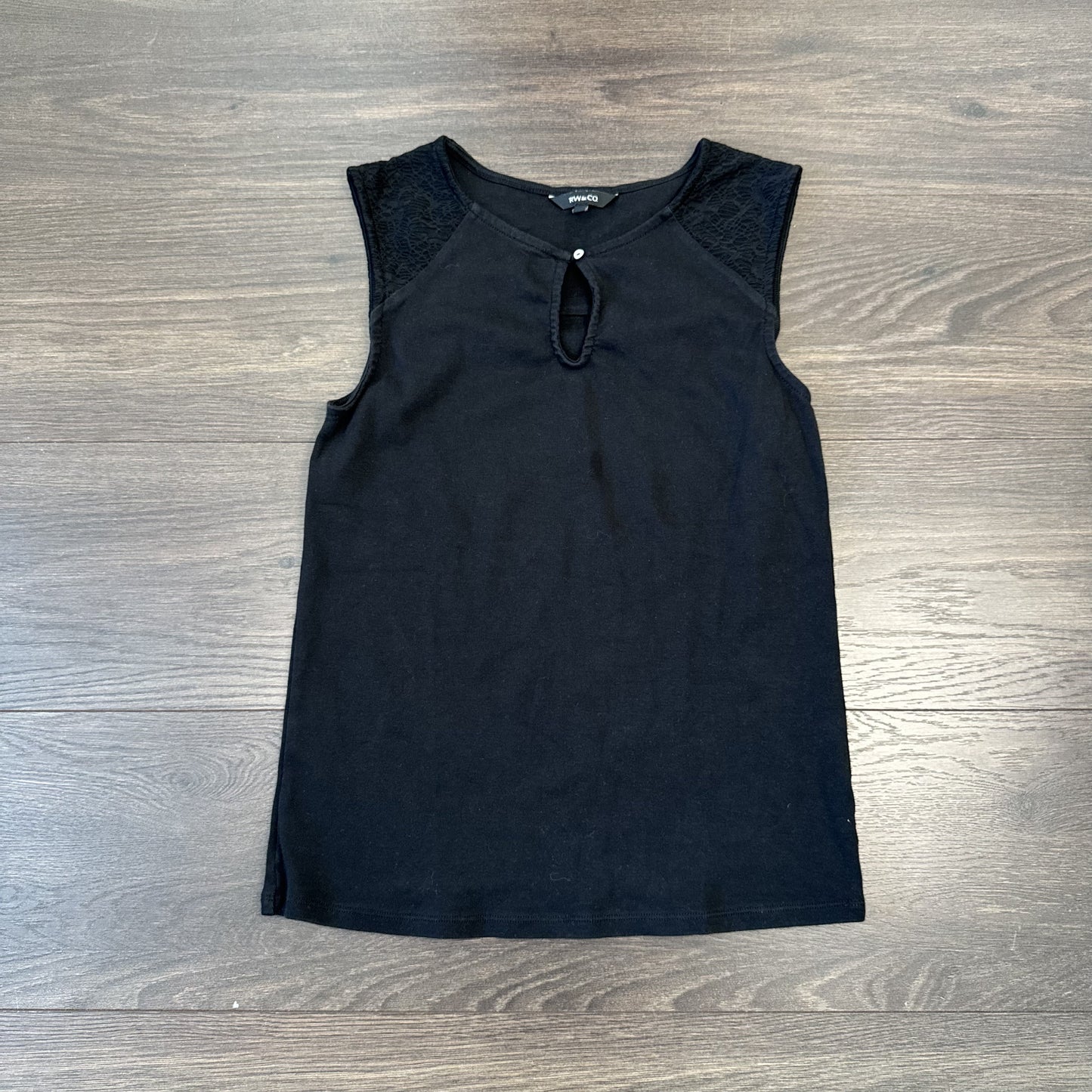RW&Co Black Boat Neck Fitted Top with Keyhole Detail – view 9