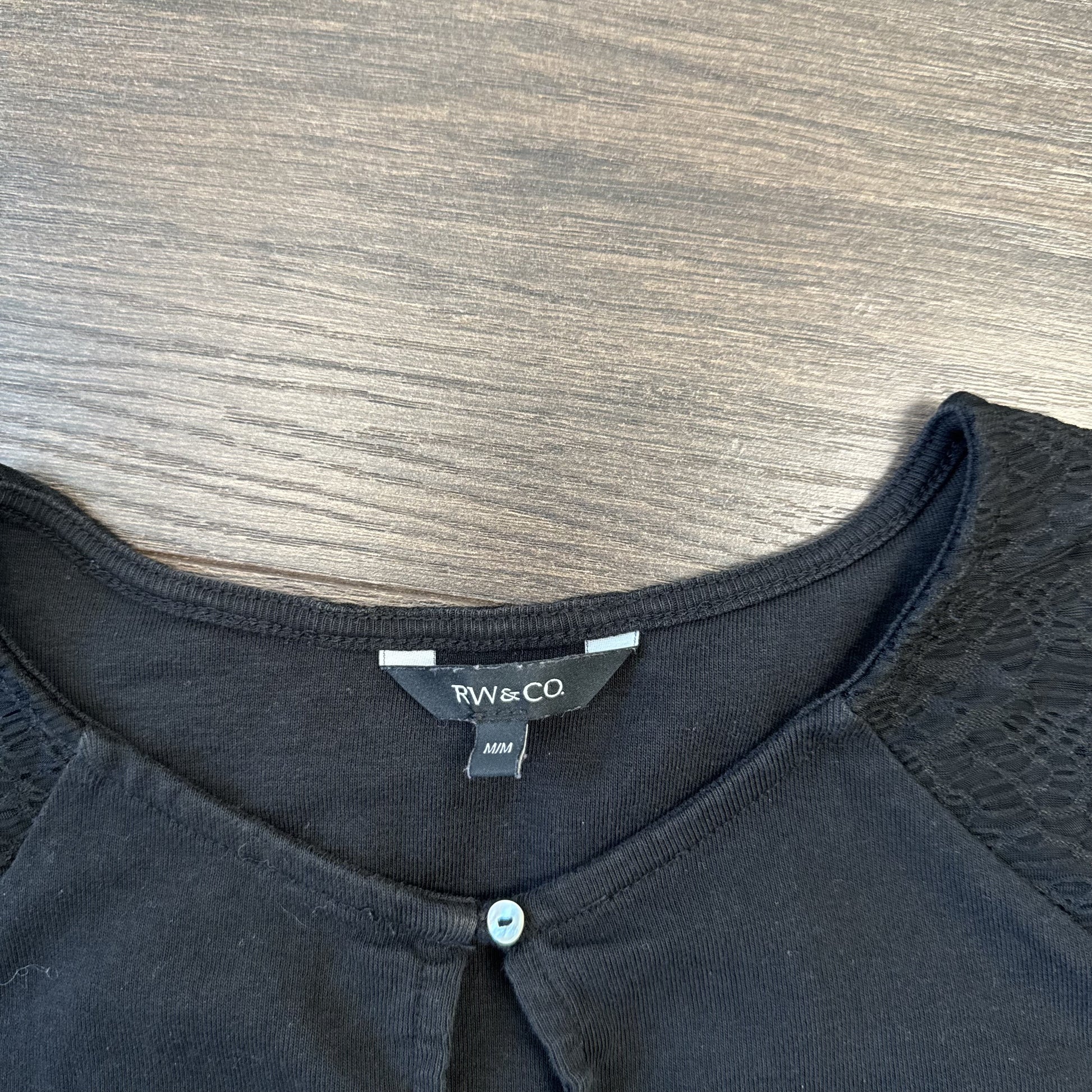 RW&Co Black Boat Neck Fitted Top with Keyhole Detail – view 7
