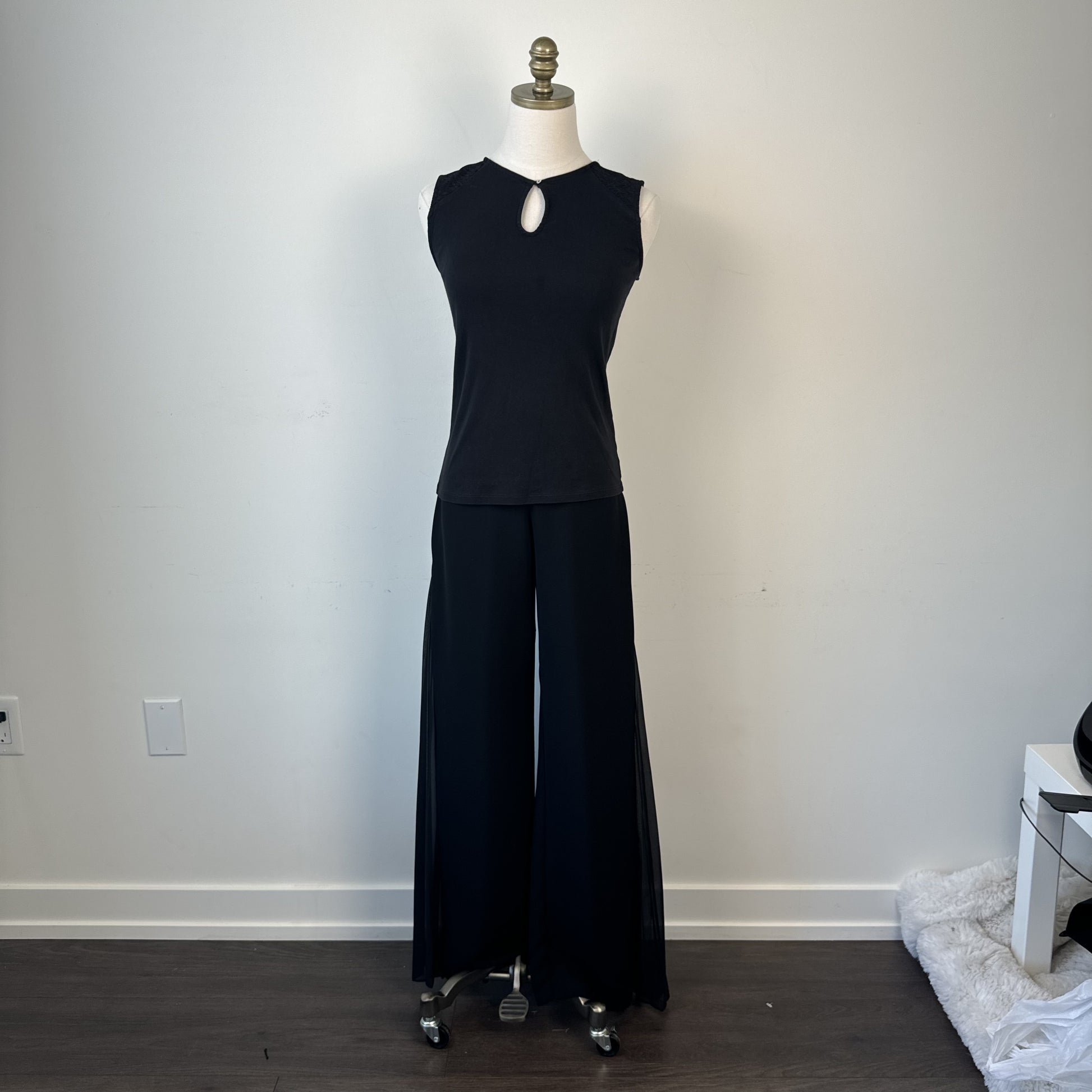 RW&Co Black Boat Neck Fitted Top with Keyhole Detail