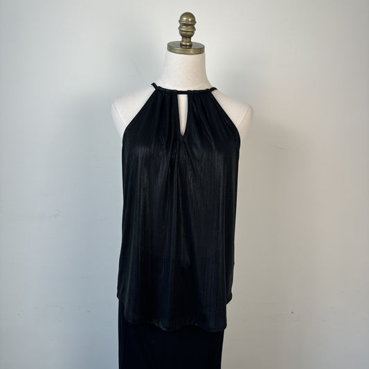 Le Chateau Black Shimmery Halter Neck Top with Keyhole