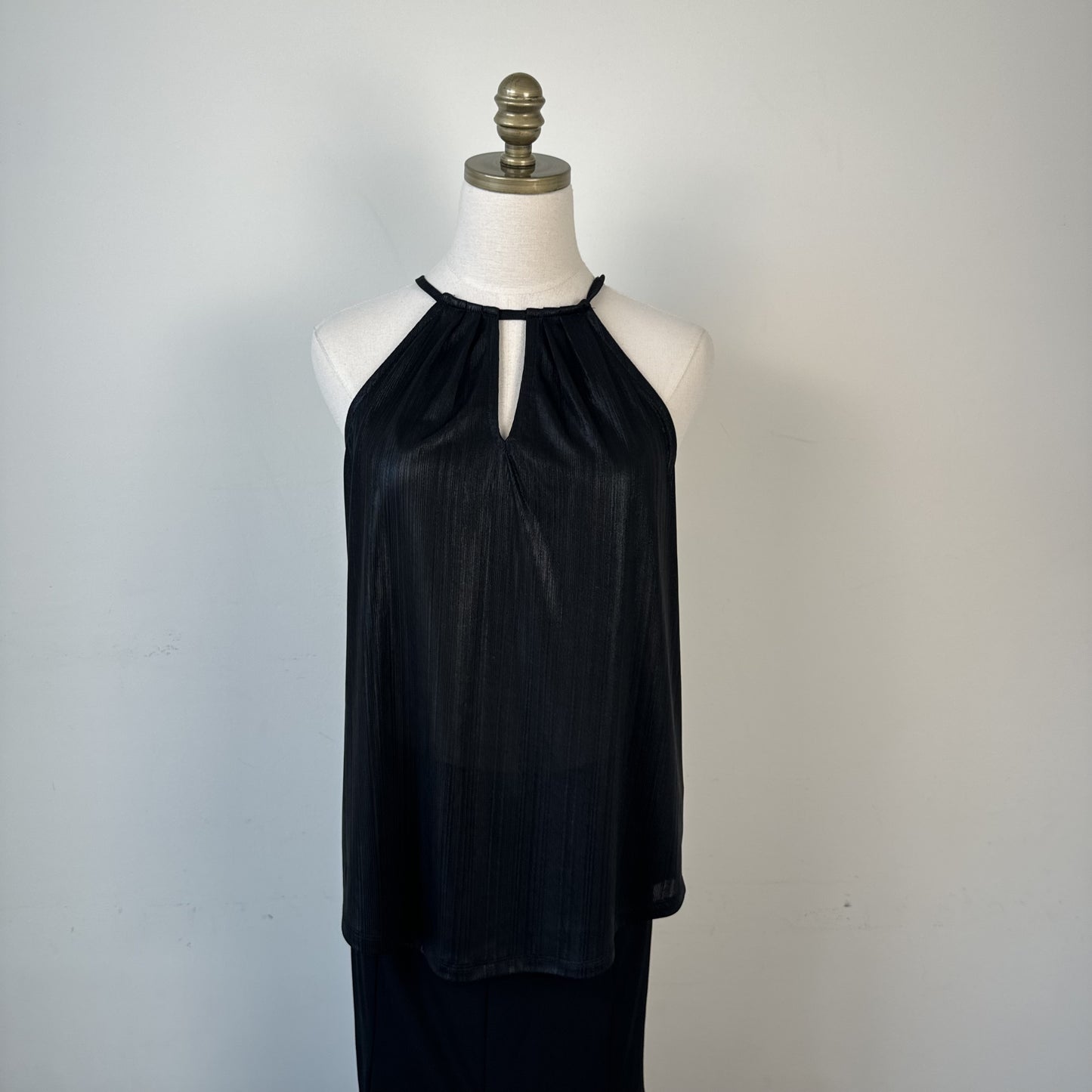 Le Chateau Black Shimmery Halter Neck Top with Keyhole – view 2