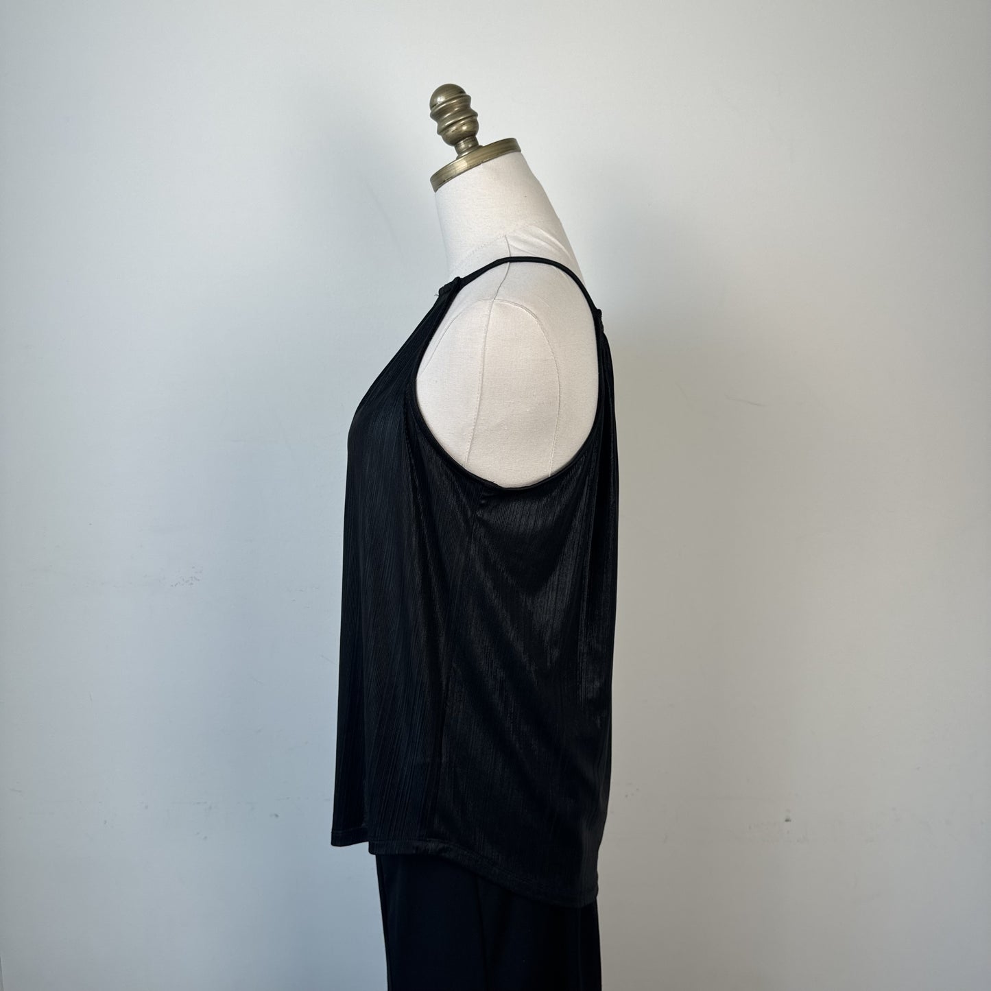 Le Chateau Black Shimmery Halter Neck Top with Keyhole – view 3