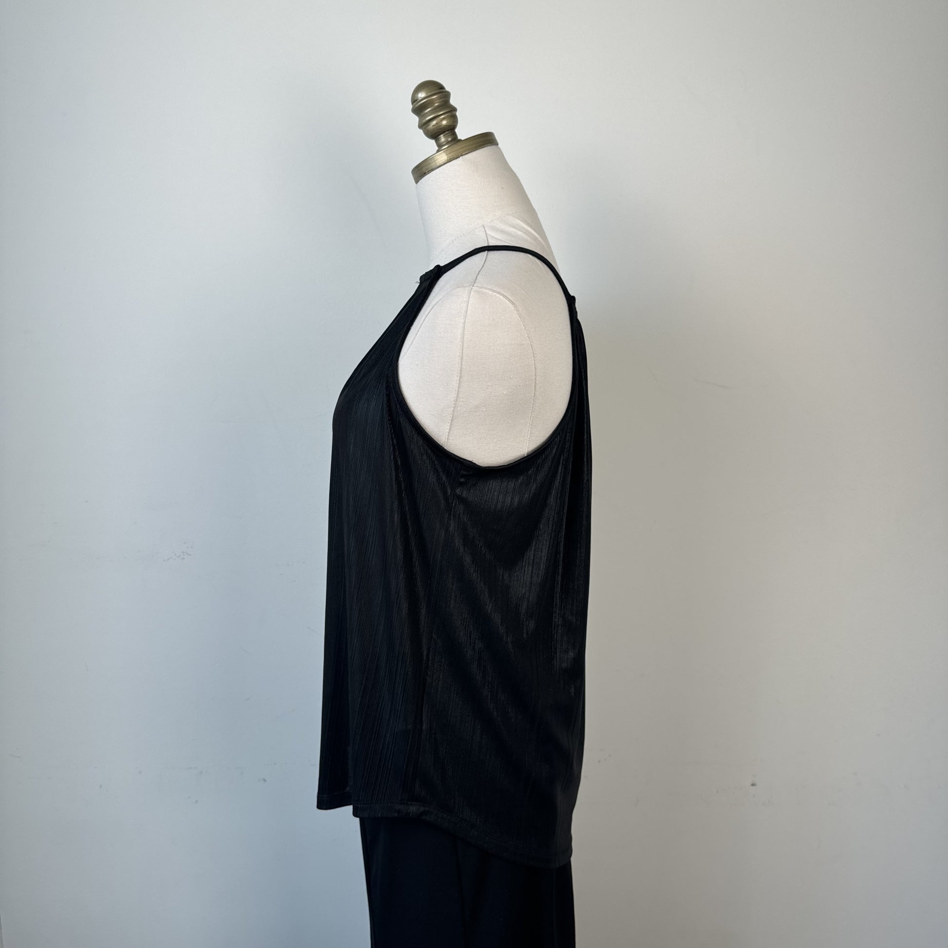 Le Chateau Black Shimmery Halter Neck Top with Keyhole – view 3