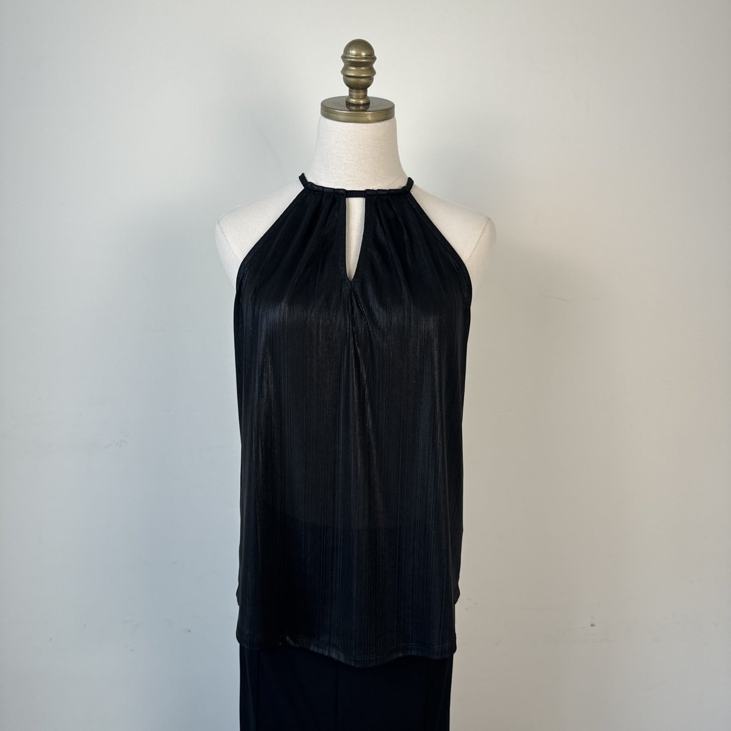 Le Chateau Black Shimmery Halter Neck Top with Keyhole – view 5