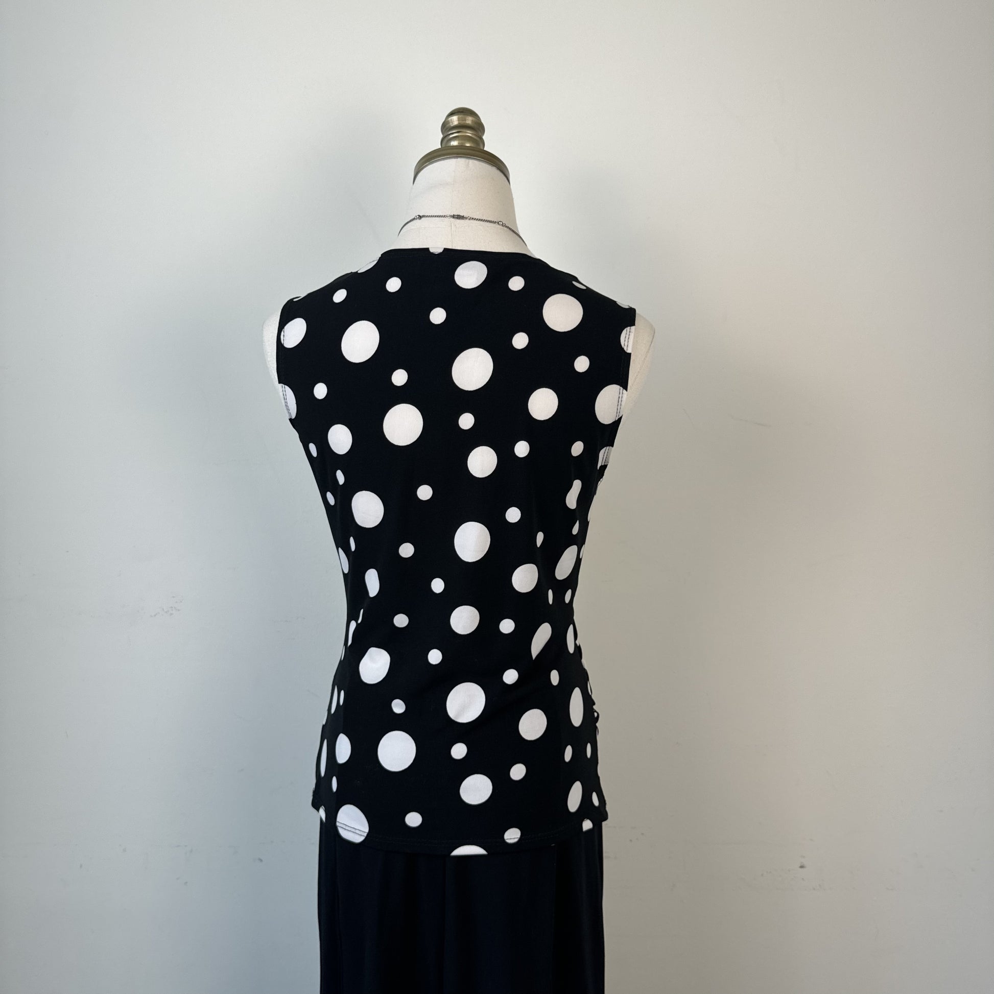 Vintage Black White Polka Dot Ruched Buckle Top – view 5