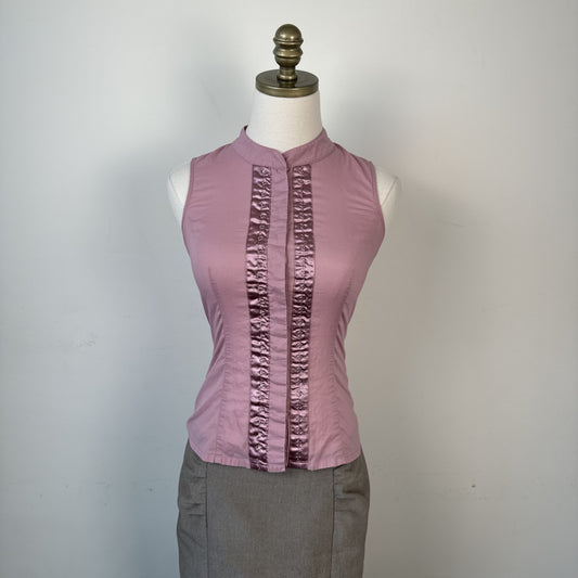 Mexx Dusty Rose Mandarin Collar Corset Detail Sleeveless Top – view 2