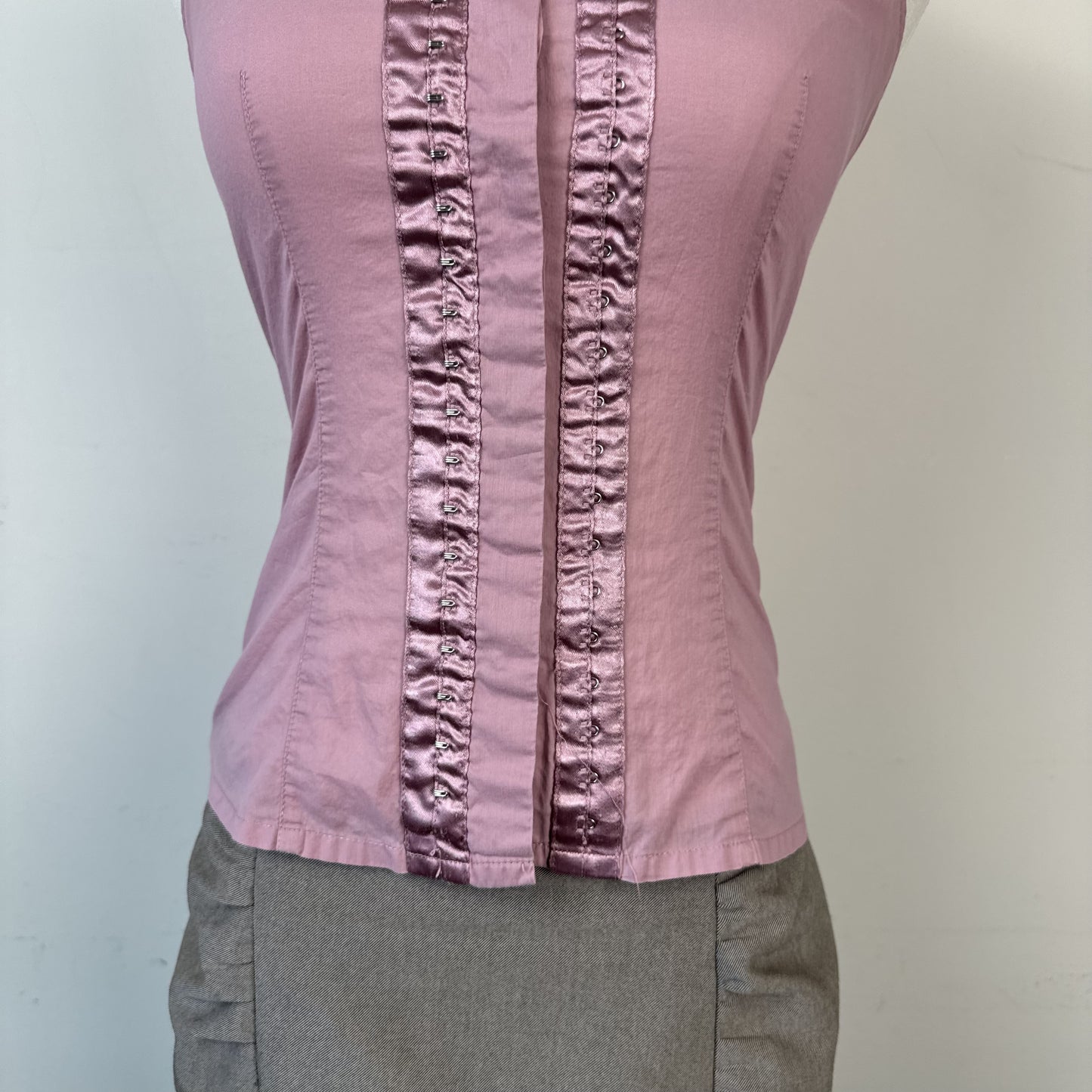 Mexx Dusty Rose Mandarin Collar Corset Detail Sleeveless Top – view 10