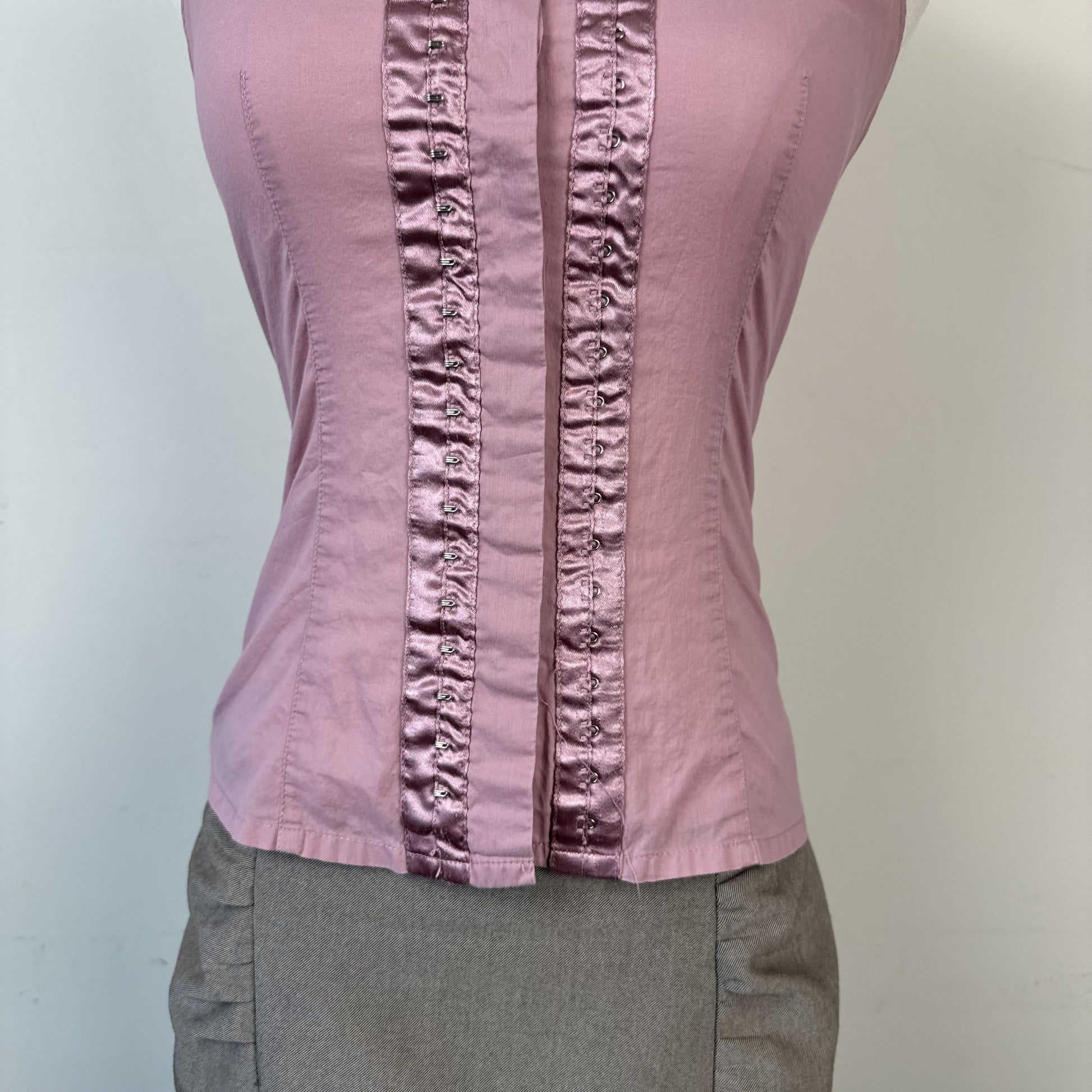 Mexx Dusty Rose Mandarin Collar Corset Detail Sleeveless Top – view 10