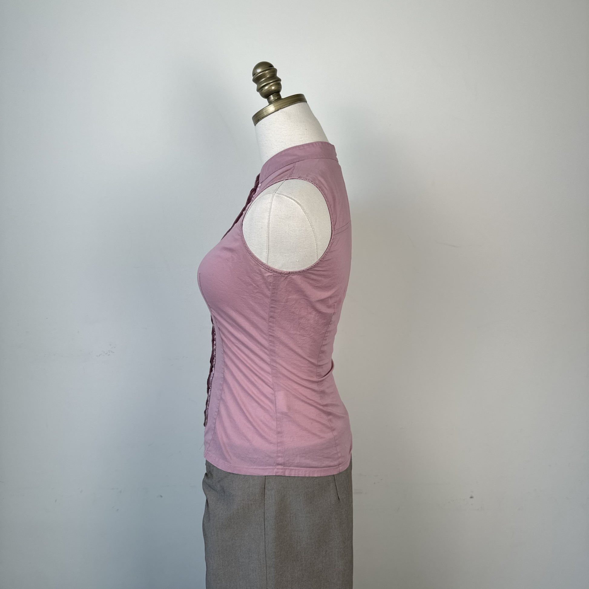 Mexx Dusty Rose Mandarin Collar Corset Detail Sleeveless Top – view 5