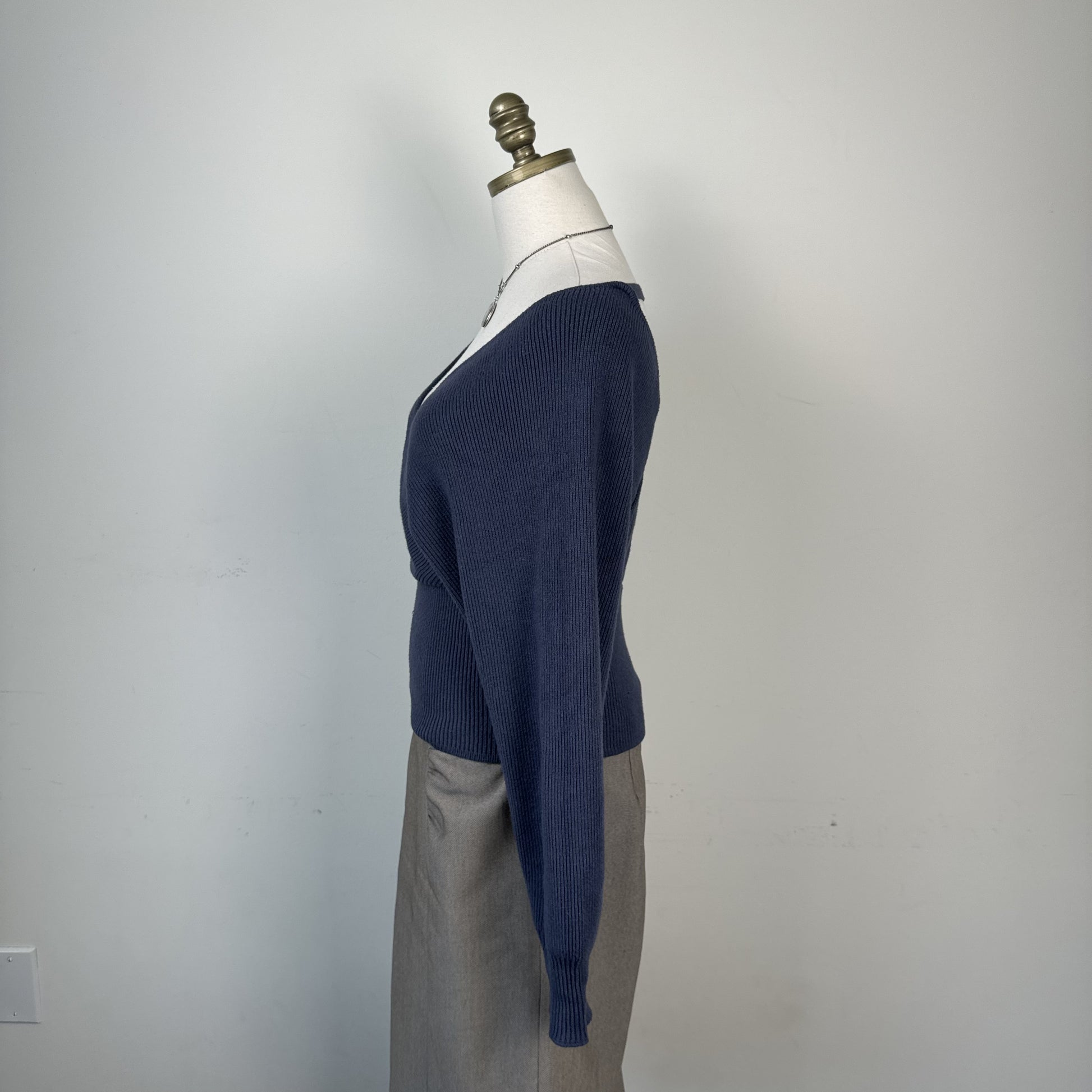 Love Tree Pigeon Blue Off Shoulder Cinched Dolman Wrap Sweater Top – view 5