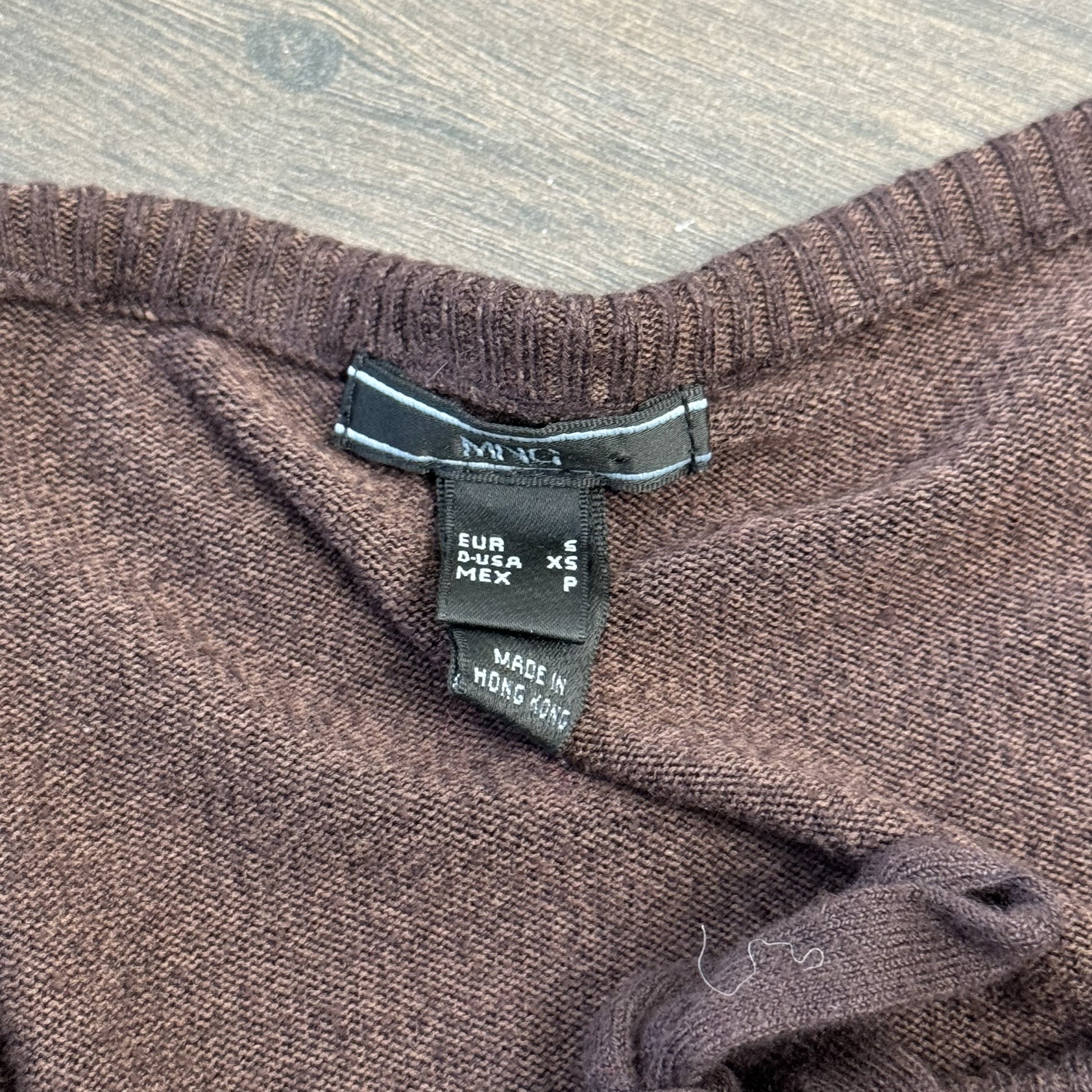 Mango Brown Knit Fitted Scoop Neck Sweater with Tie Detail – view 6
