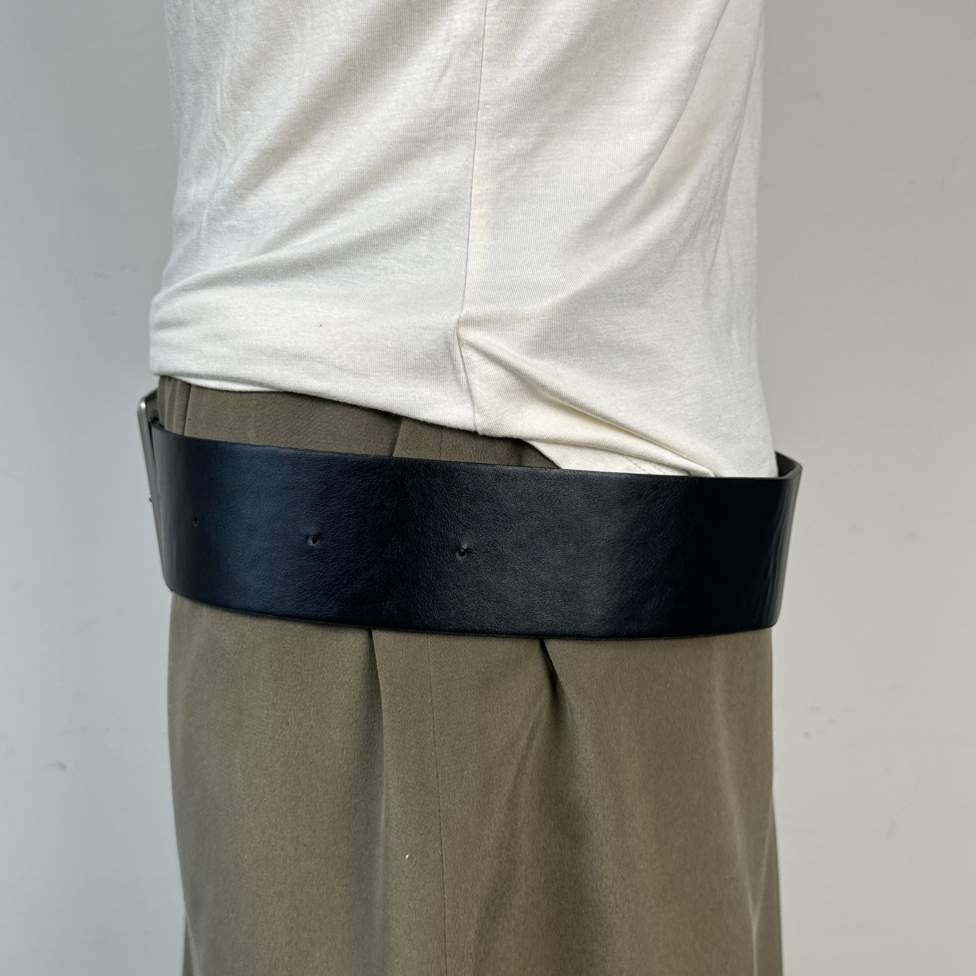 Chunky Wide Waist Belt with Large Rectangular Silver Buckle – view 3