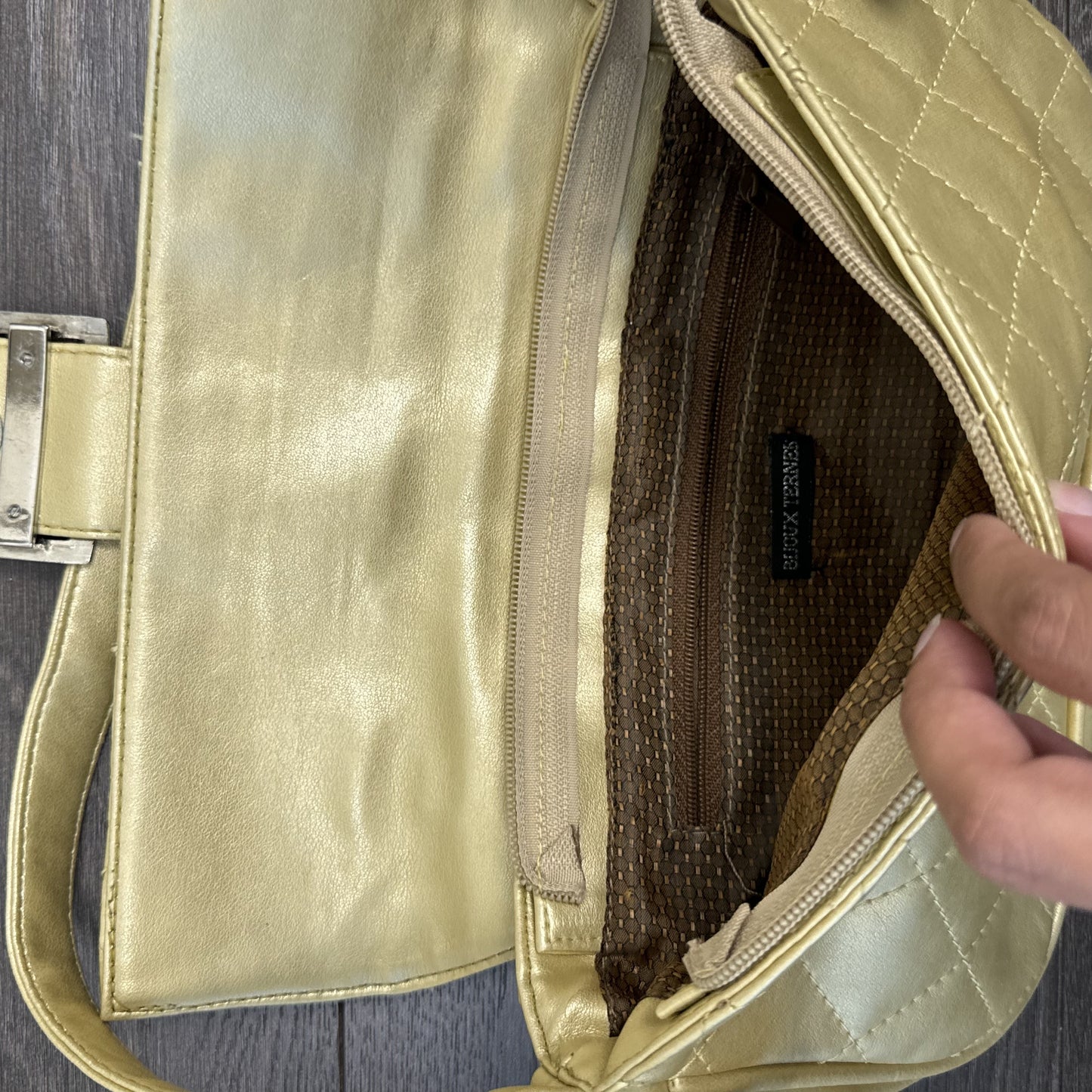 Bijoux Terner Pale Yellow Gold Mini Shoulder Bag Silver Buckle – view 7