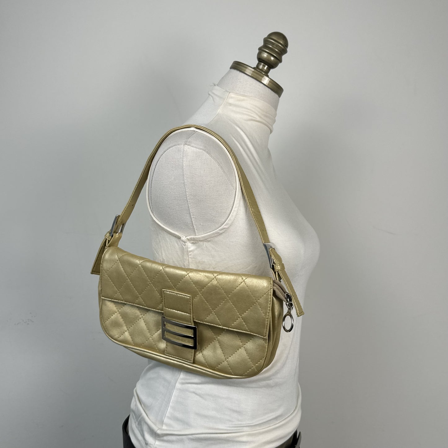 Bijoux Terner Pale Yellow Gold Mini Shoulder Bag Silver Buckle