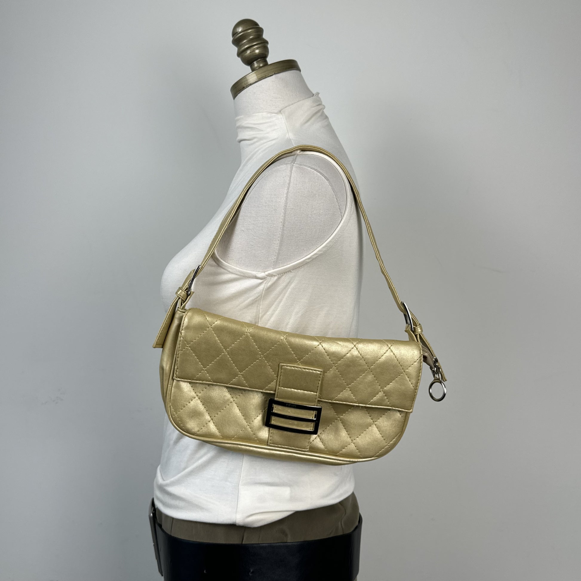 Bijoux Terner Pale Yellow Gold Mini Shoulder Bag Silver Buckle – view 2
