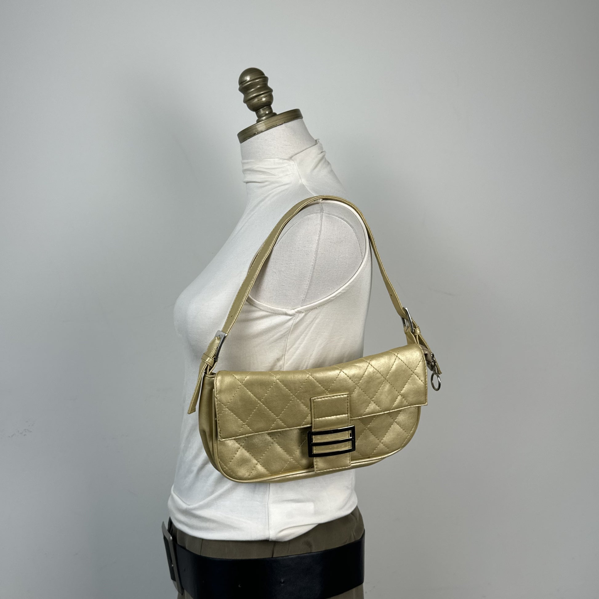 Bijoux Terner Pale Yellow Gold Mini Shoulder Bag Silver Buckle – view 3