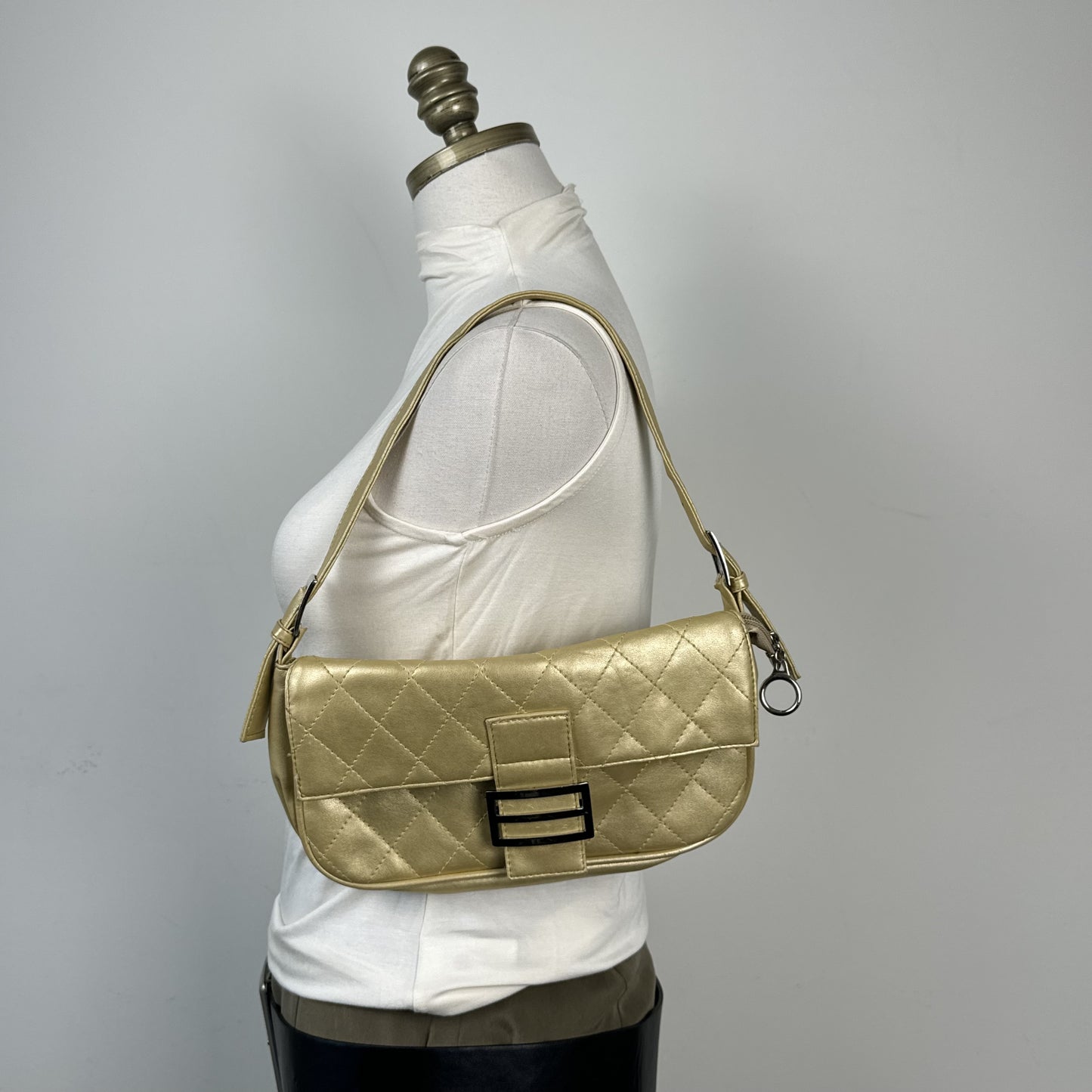 Bijoux Terner Pale Yellow Gold Mini Shoulder Bag Silver Buckle – view 4