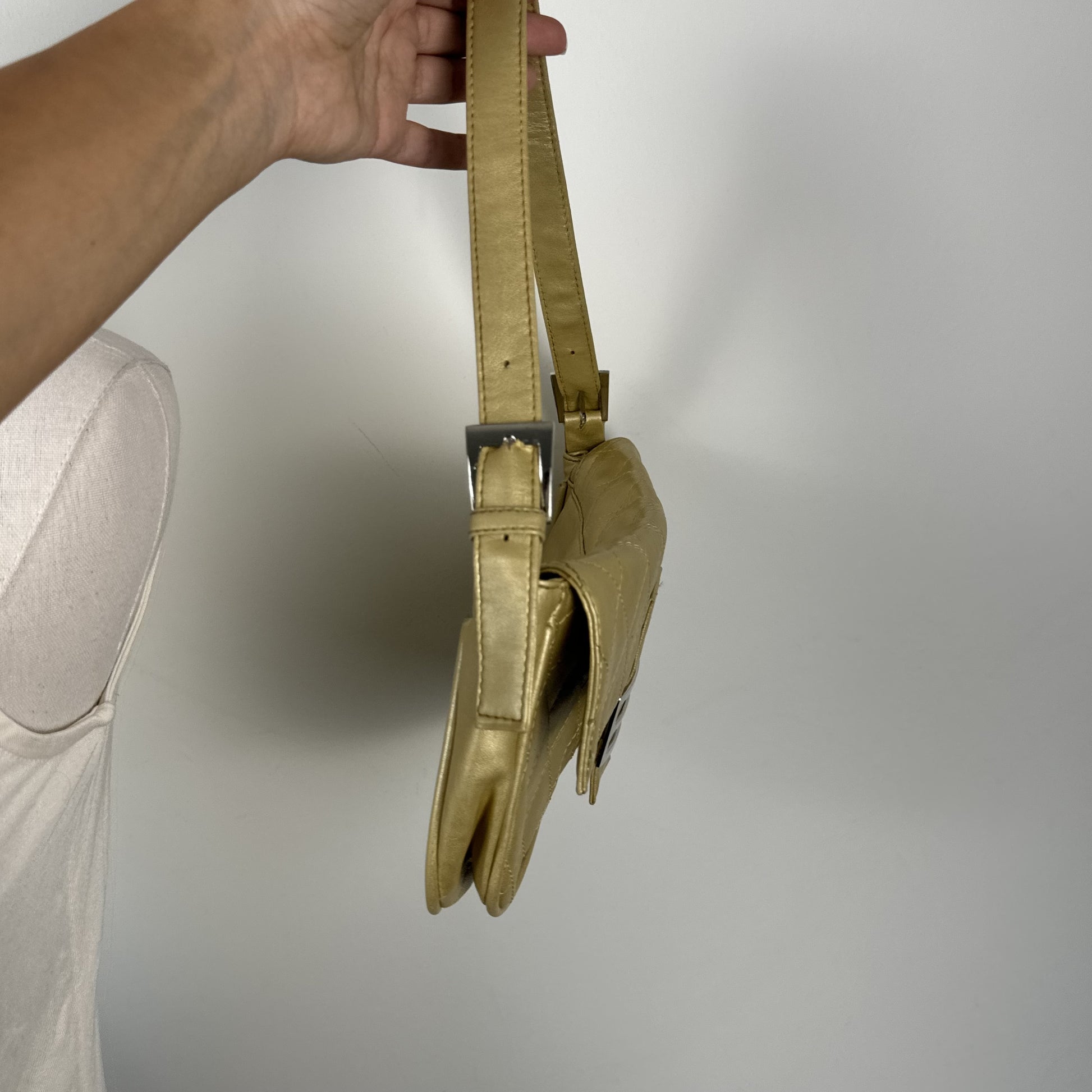 Bijoux Terner Pale Yellow Gold Mini Shoulder Bag Silver Buckle – view 8