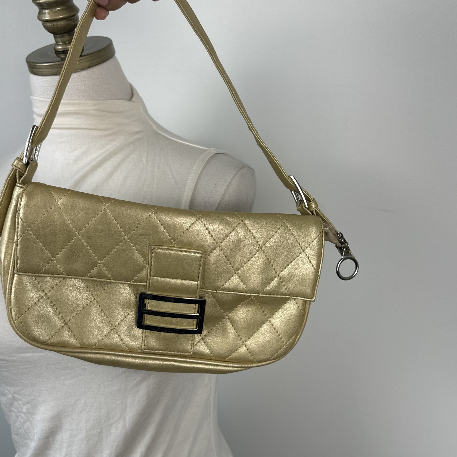 Bijoux Terner Pale Yellow Gold Mini Shoulder Bag Silver Buckle – view 5