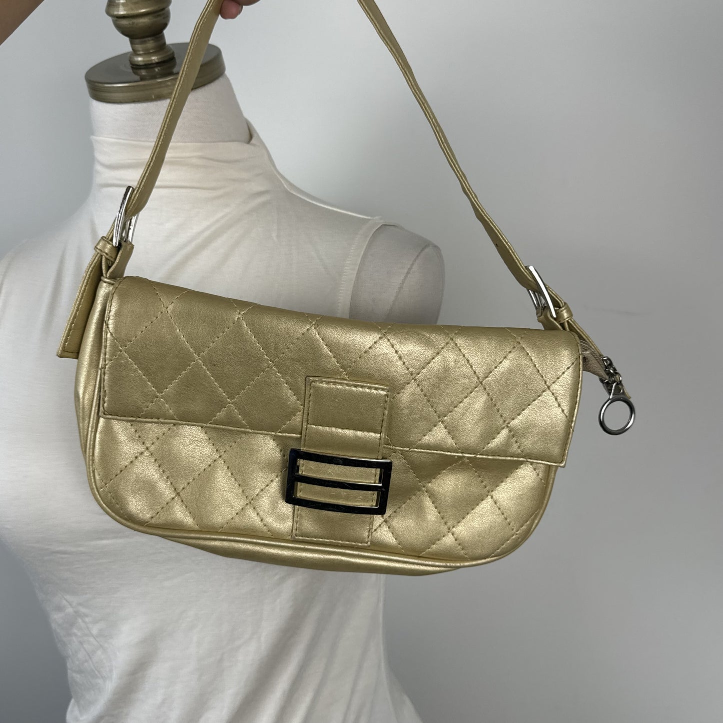 Bijoux Terner Pale Yellow Gold Mini Shoulder Bag Silver Buckle – view 6