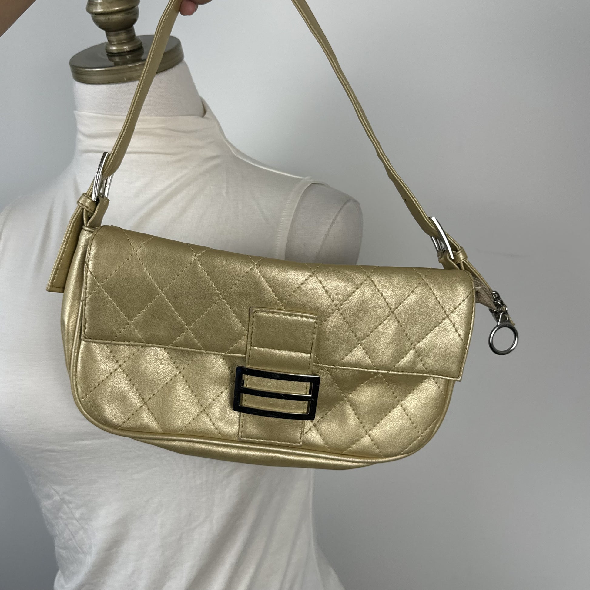 Bijoux Terner Pale Yellow Gold Mini Shoulder Bag Silver Buckle – view 6