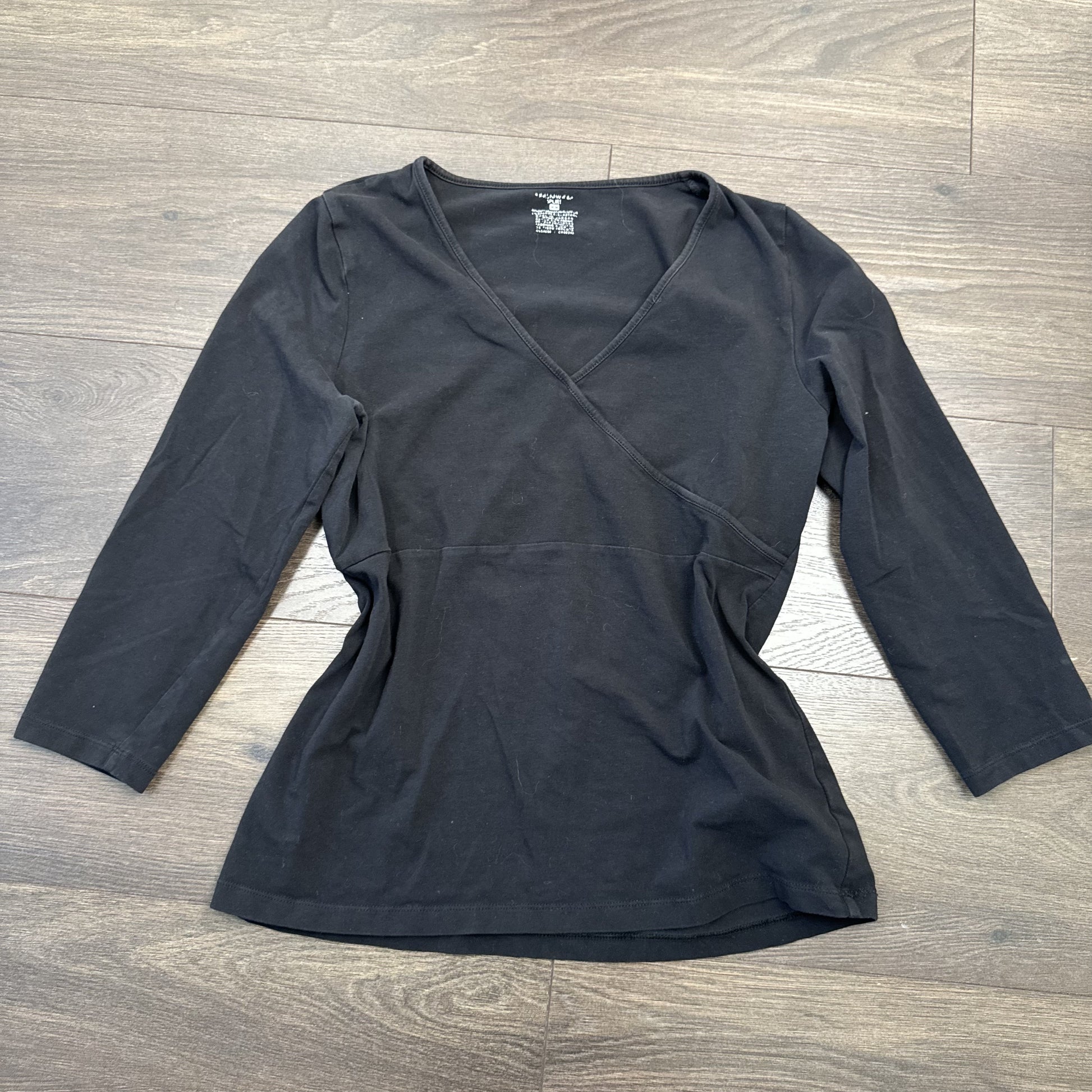 Jones New York Vintage Black Ballet Wrap Top 3/4 Sleeves – view 8