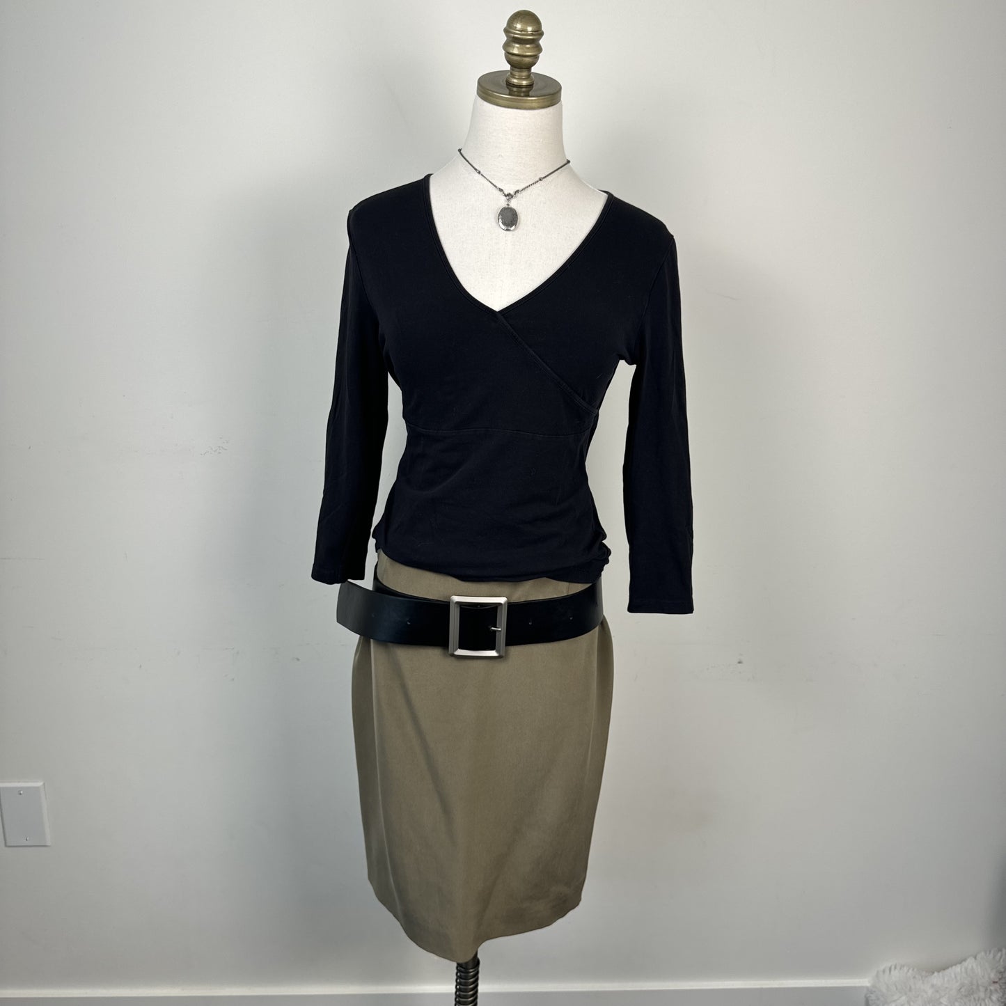 Jones New York Vintage Black Ballet Wrap Top 3/4 Sleeves – view 2