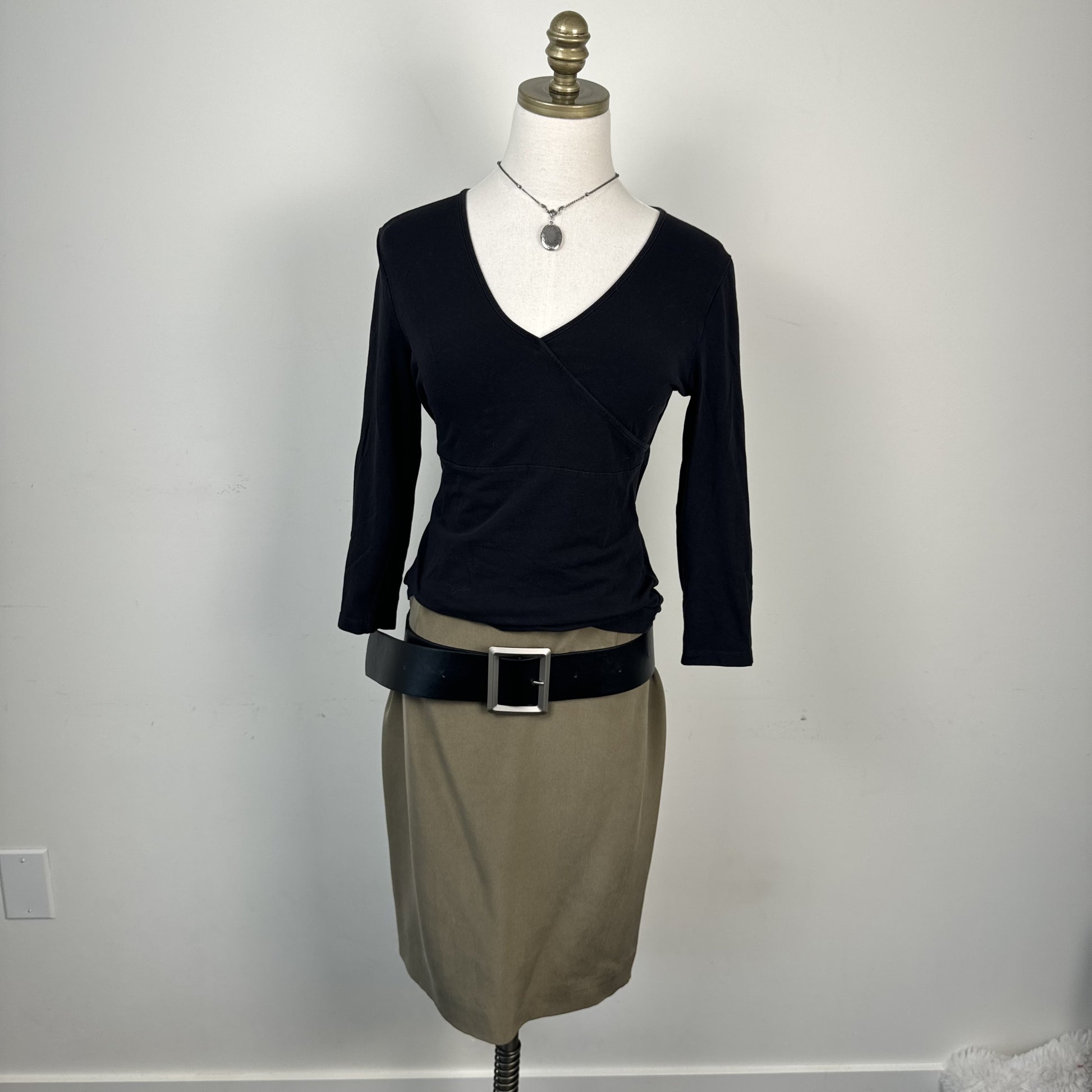 Jones New York Vintage Black Ballet Wrap Top 3/4 Sleeves – view 2