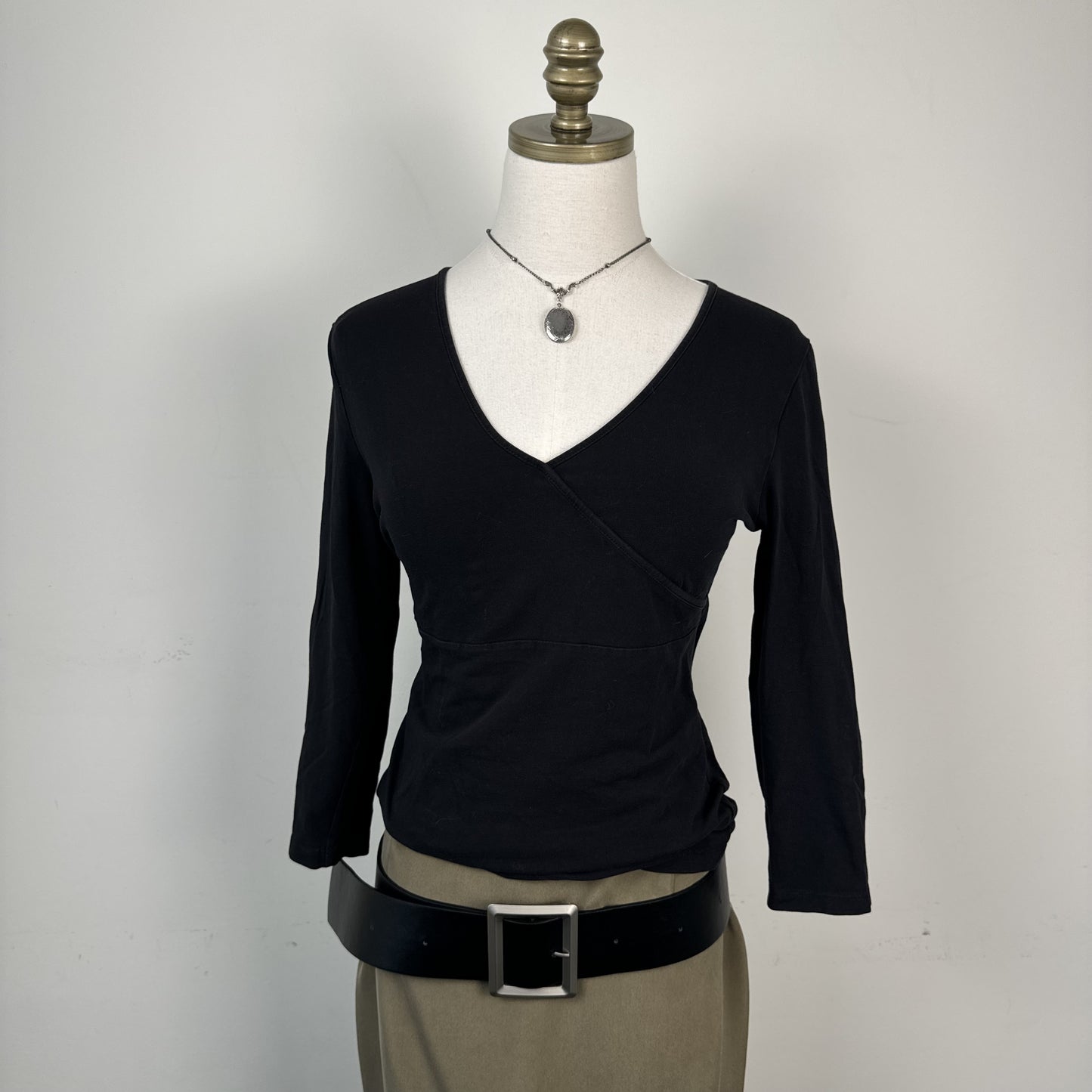 Jones New York Vintage Black Ballet Wrap Top 3/4 Sleeves – view 3