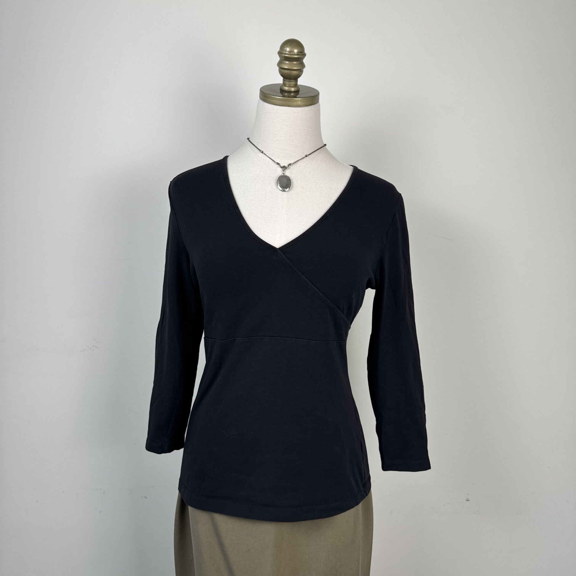 Jones New York Vintage Black Ballet Wrap Top 3/4 Sleeves – view 4