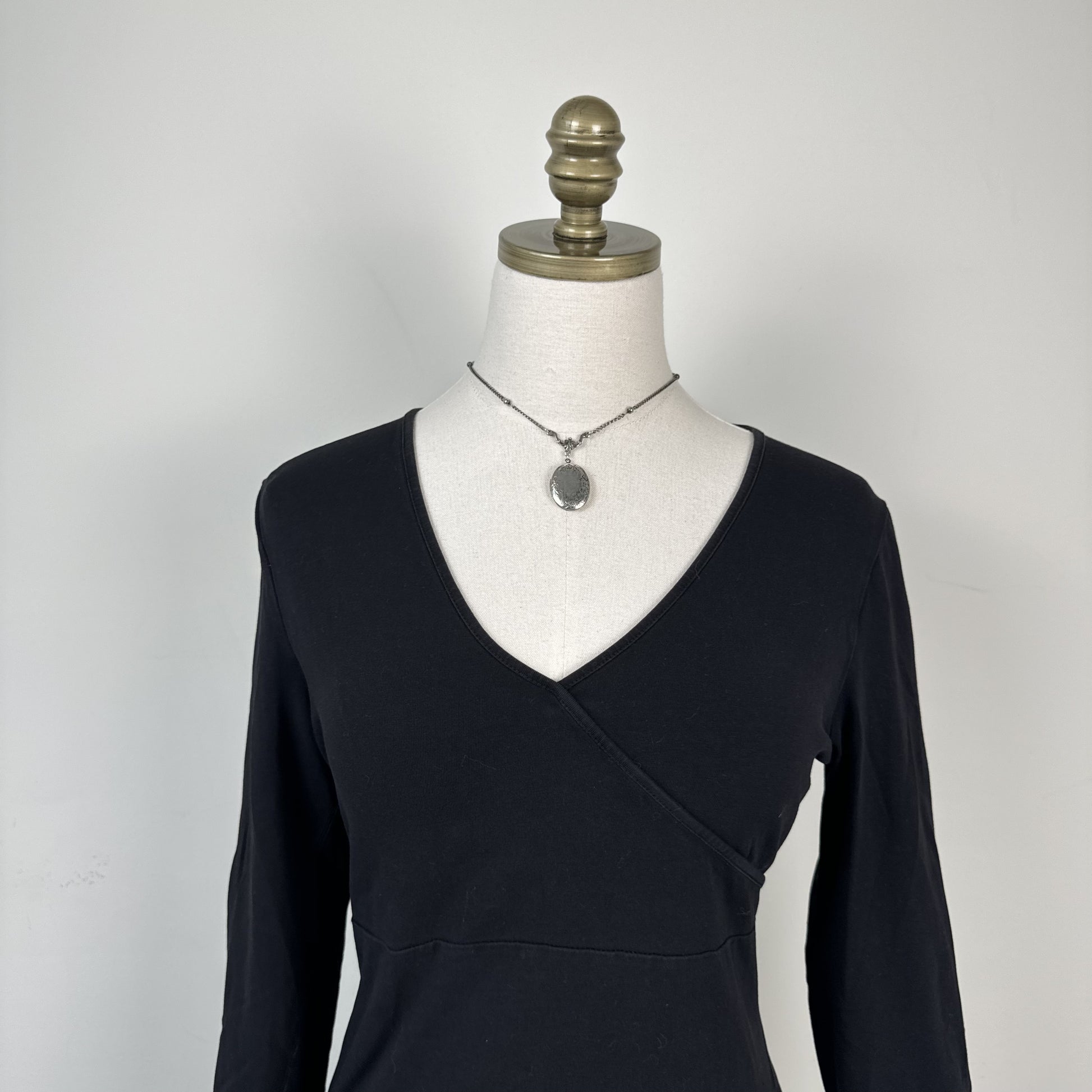 Jones New York Vintage Black Ballet Wrap Top 3/4 Sleeves – view 7
