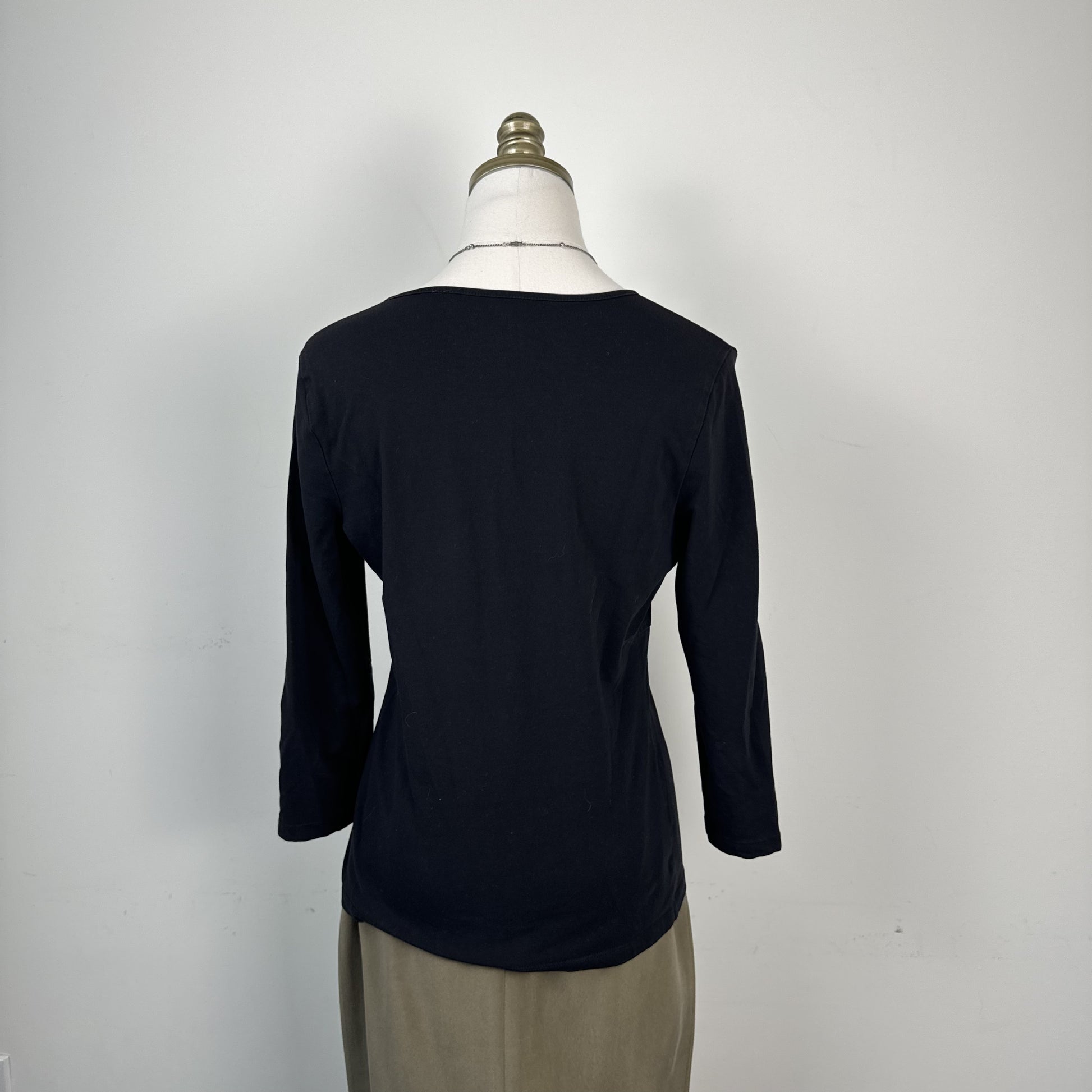 Jones New York Vintage Black Ballet Wrap Top 3/4 Sleeves – view 6