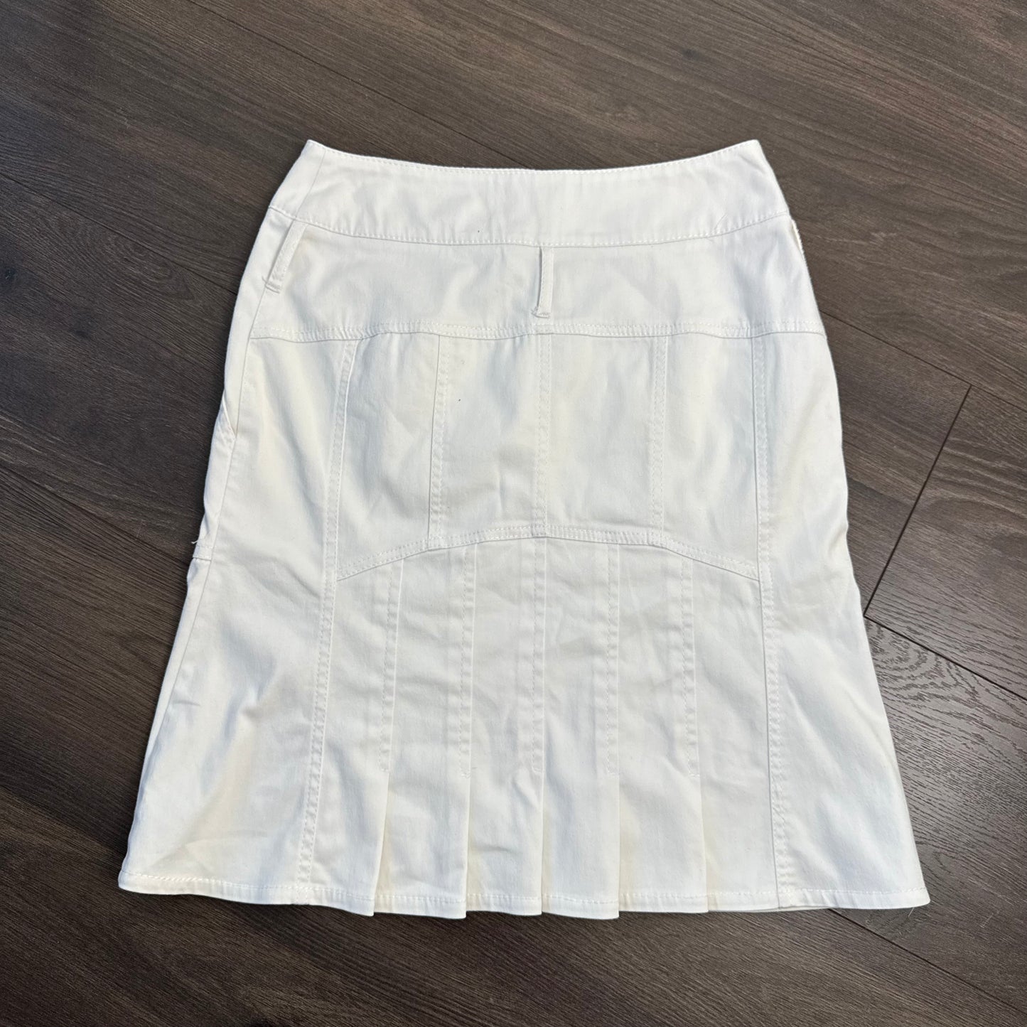 Vintage Bianca Nygard White Pleated Cotton Midi Skirt