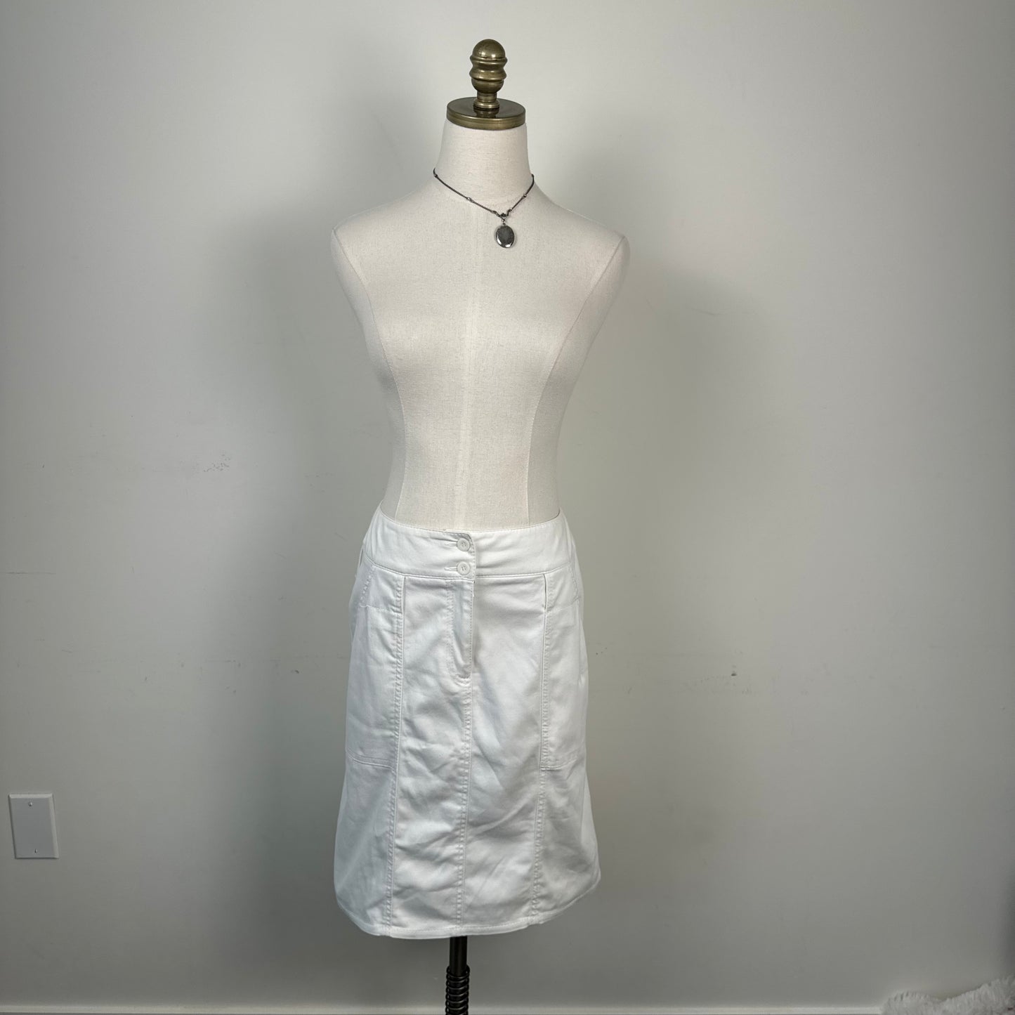 Vintage Bianca Nygard White Pleated Cotton Midi Skirt
