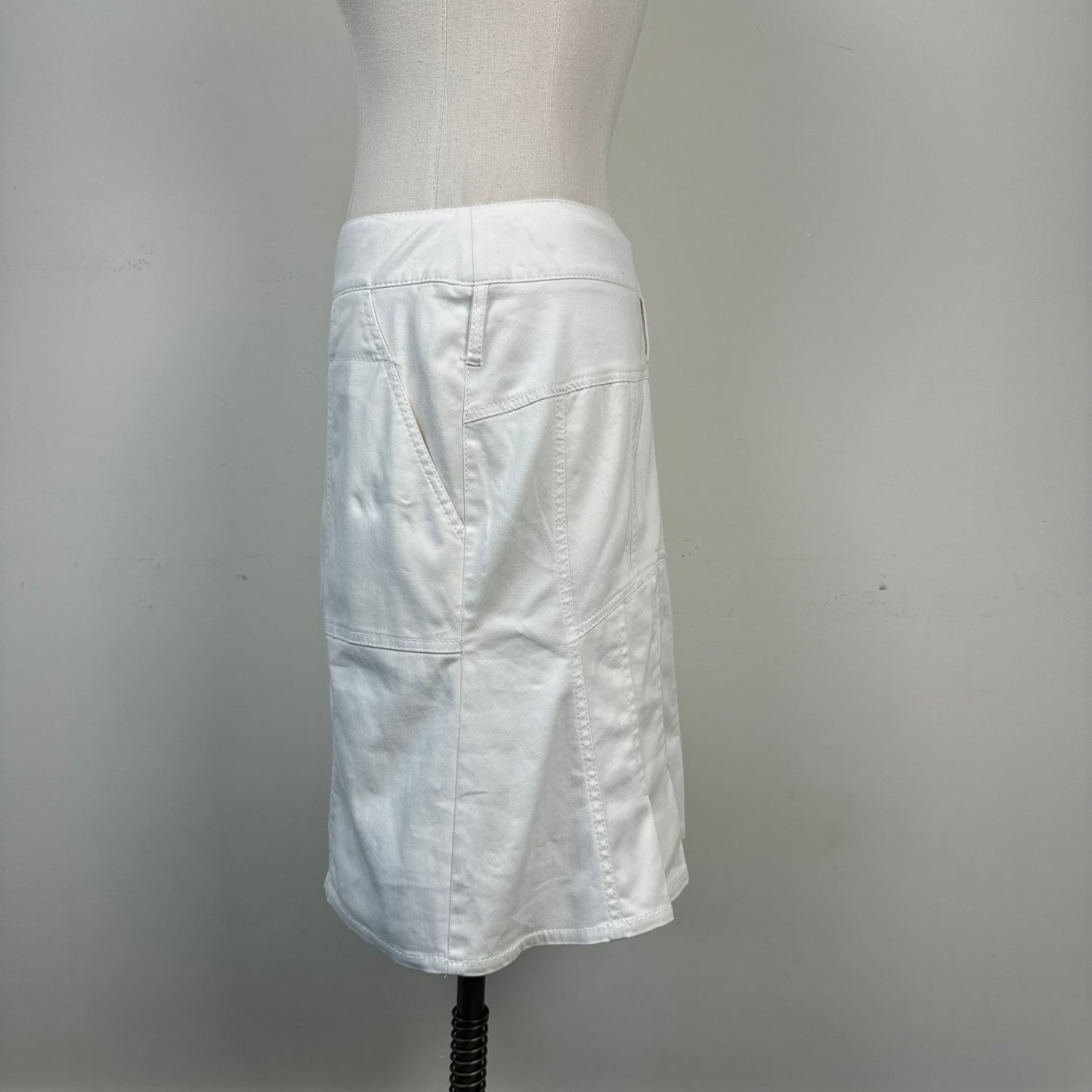 Vintage Bianca Nygard White Pleated Cotton Midi Skirt