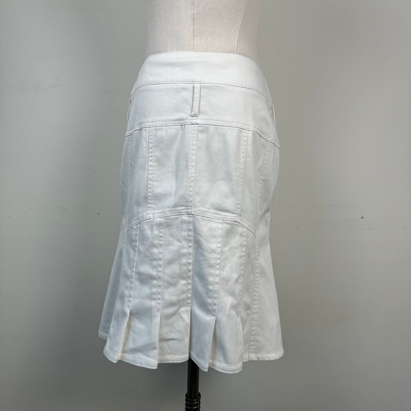 Vintage Bianca Nygard White Pleated Cotton Midi Skirt
