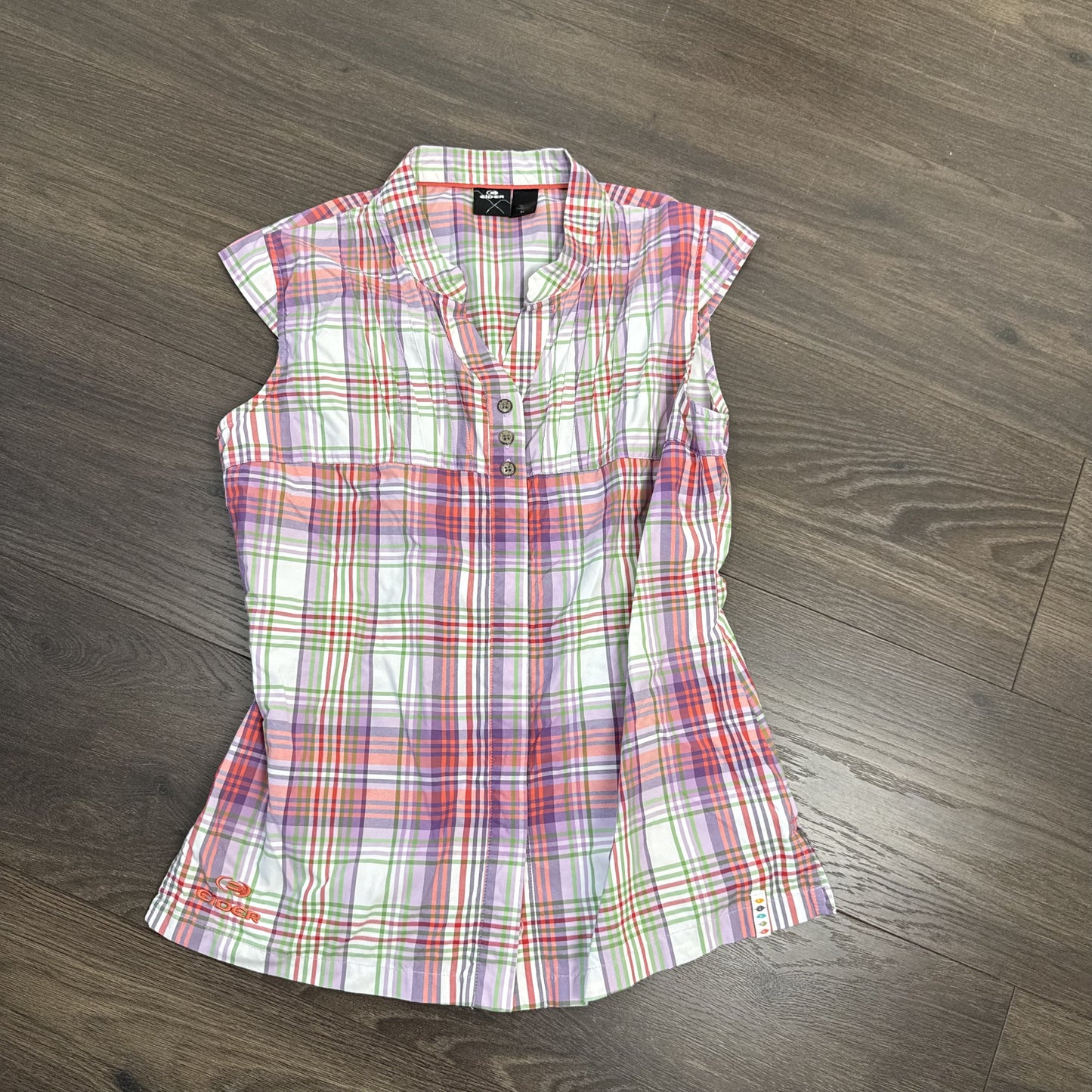 Purple Plaid Mandarin Collar Babydoll Button Up Blouse – view 8