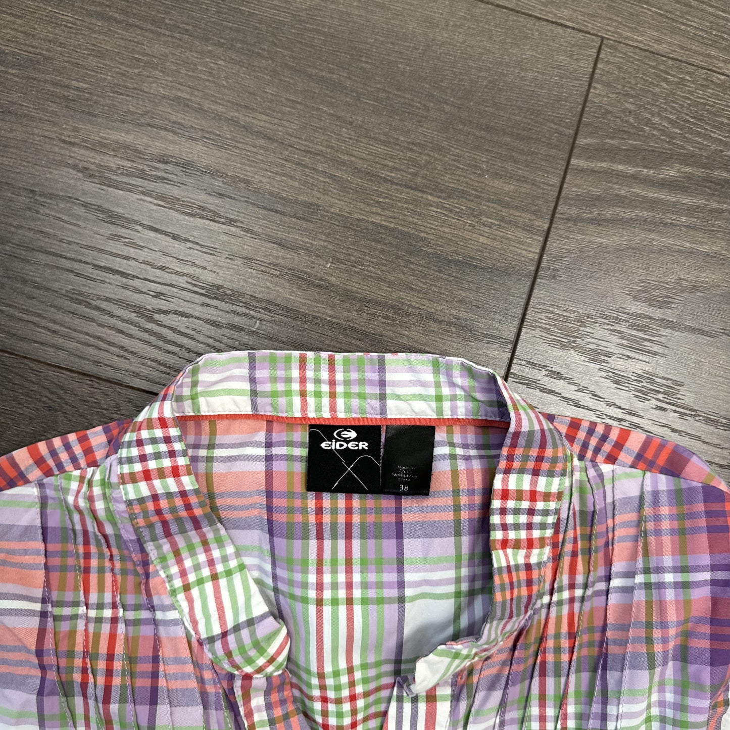 Purple Plaid Mandarin Collar Babydoll Button Up Blouse – view 5
