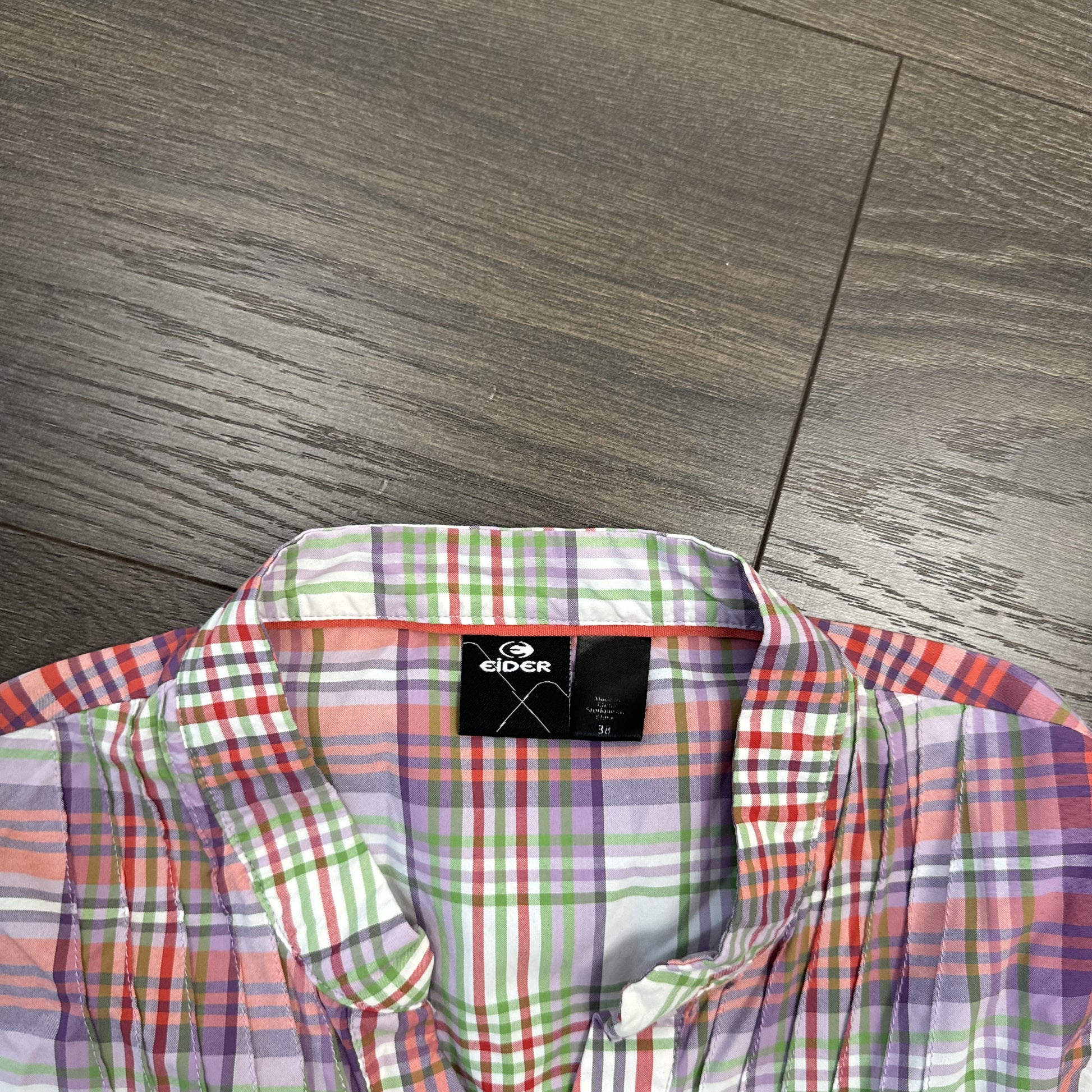 Purple Plaid Mandarin Collar Babydoll Button Up Blouse – view 5