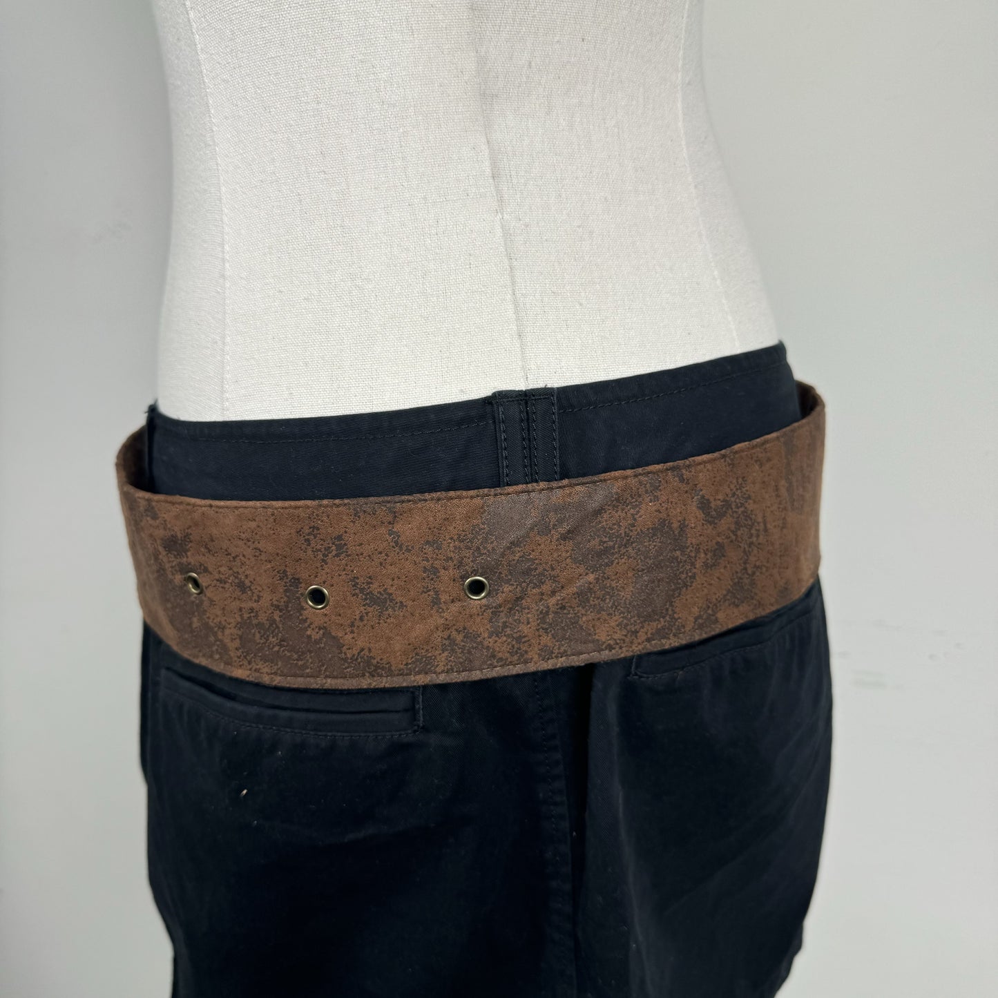 Brown Chunky Faux Suede Belt with Gold Buckle – view 2