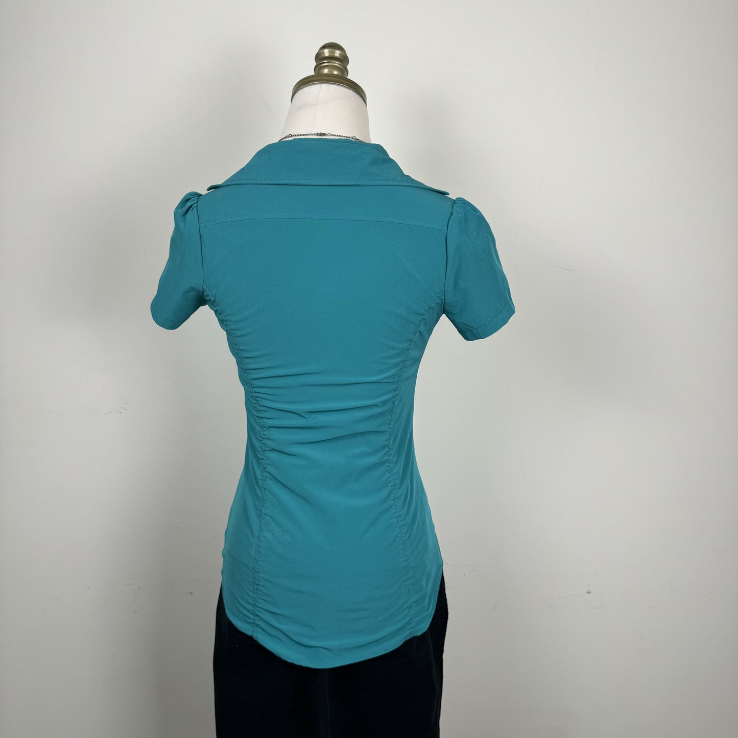 Teal Fitted Short Sleeve Button Up Shirt – view 6