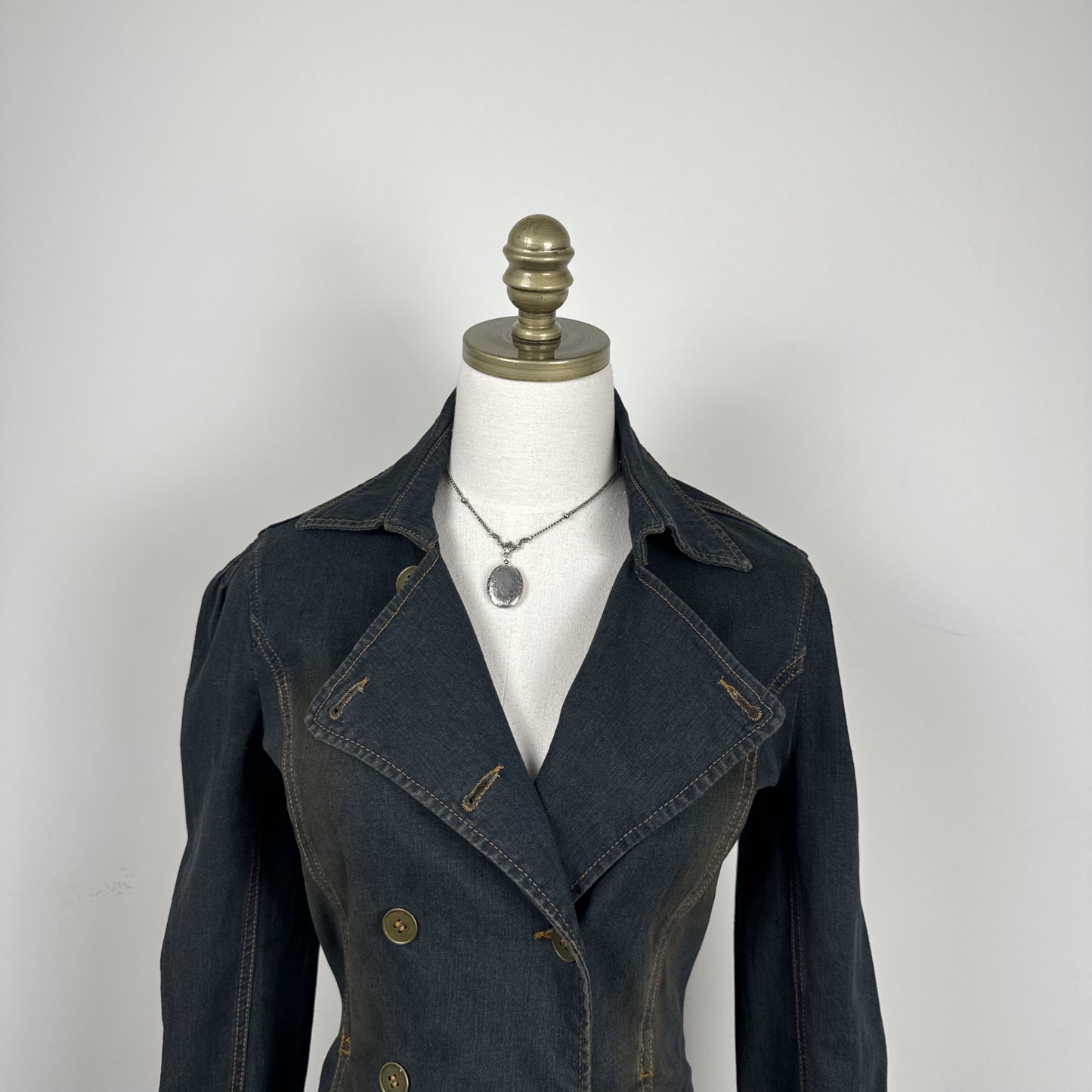 Vintage Nitrostretch Faded Mud Wash Double Breasted Denim Blazer – view 10