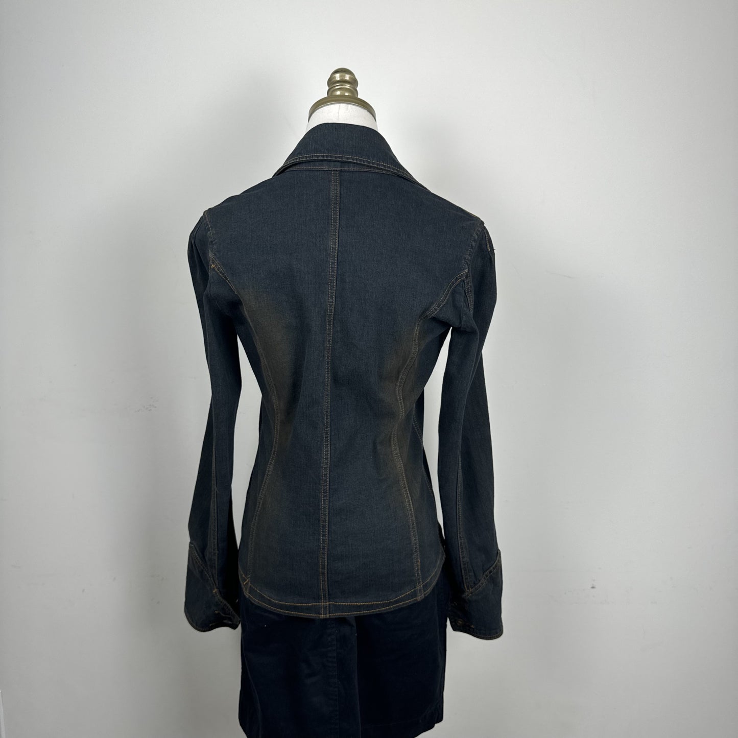 Vintage Nitrostretch Faded Mud Wash Double Breasted Denim Blazer – view 8