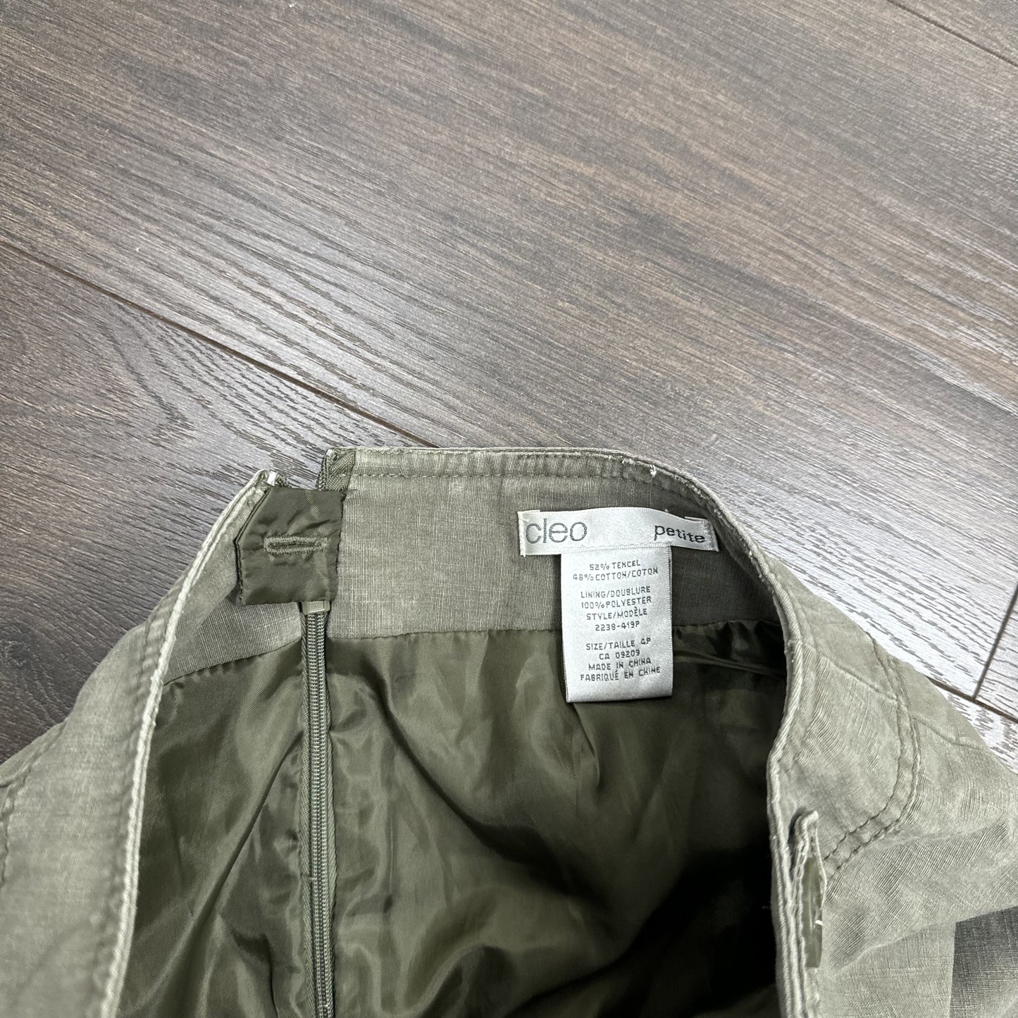 Vintage Cleo Olive Green Button Waist Midi Skirt – view 6