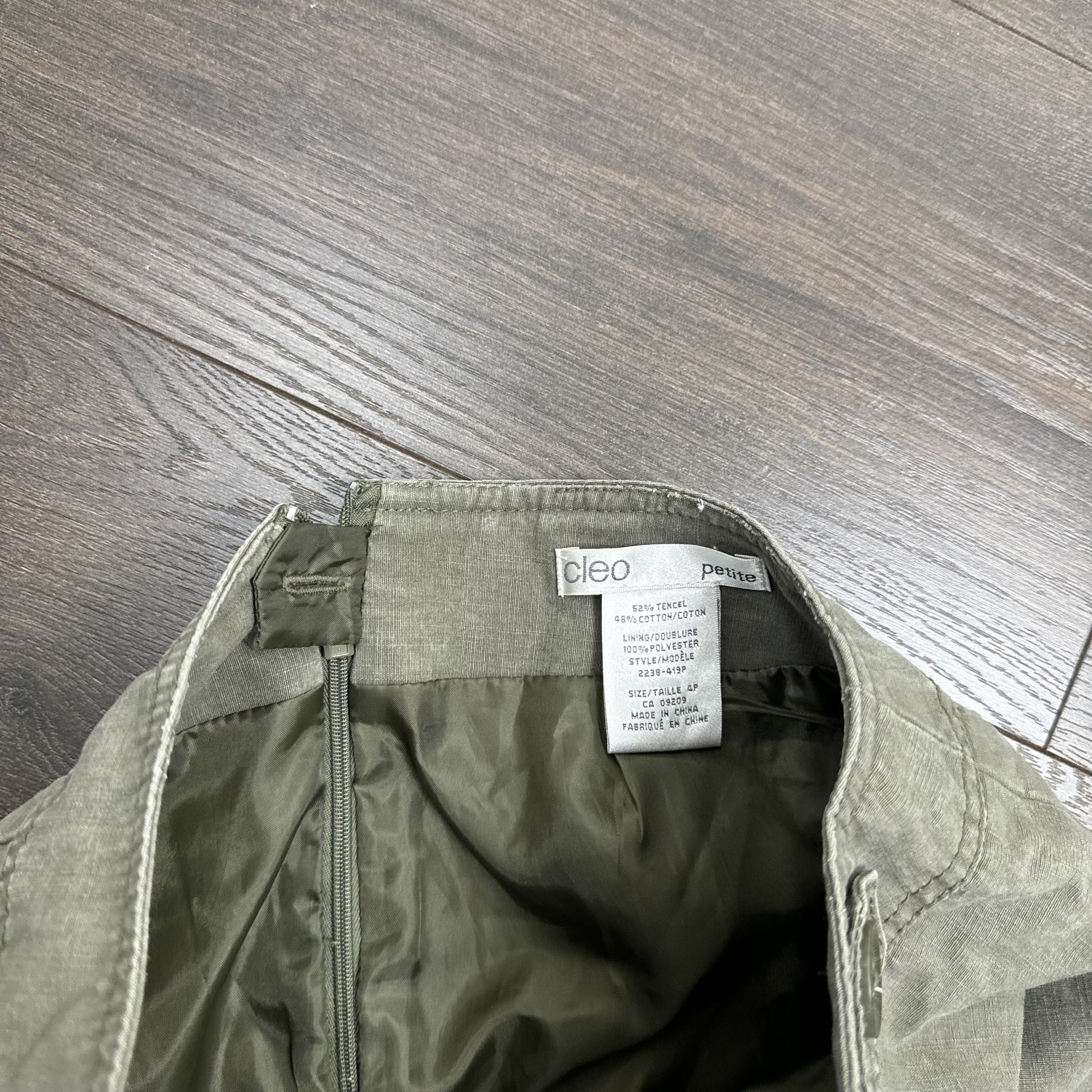 Vintage Cleo Olive Green Button Waist Midi Skirt – view 6