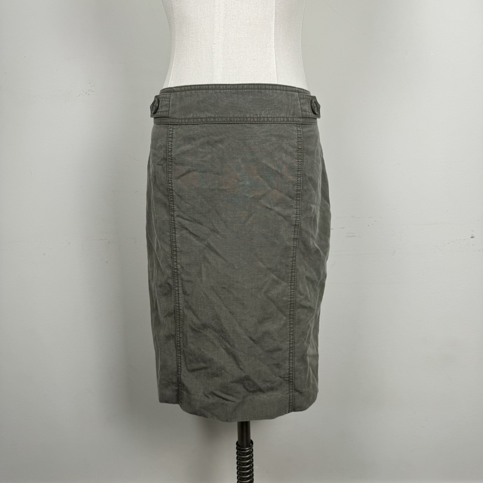 Vintage Cleo Olive Green Button Waist Midi Skirt