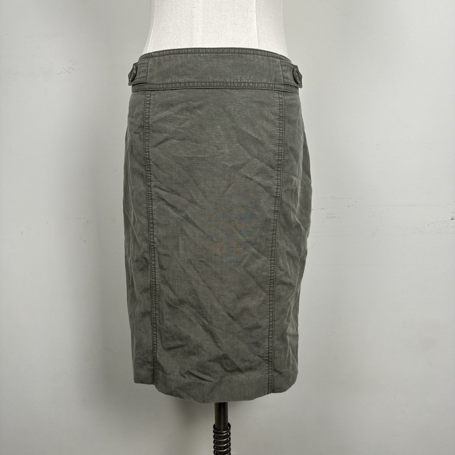 Vintage Cleo Olive Green Button Waist Midi Skirt – view 3