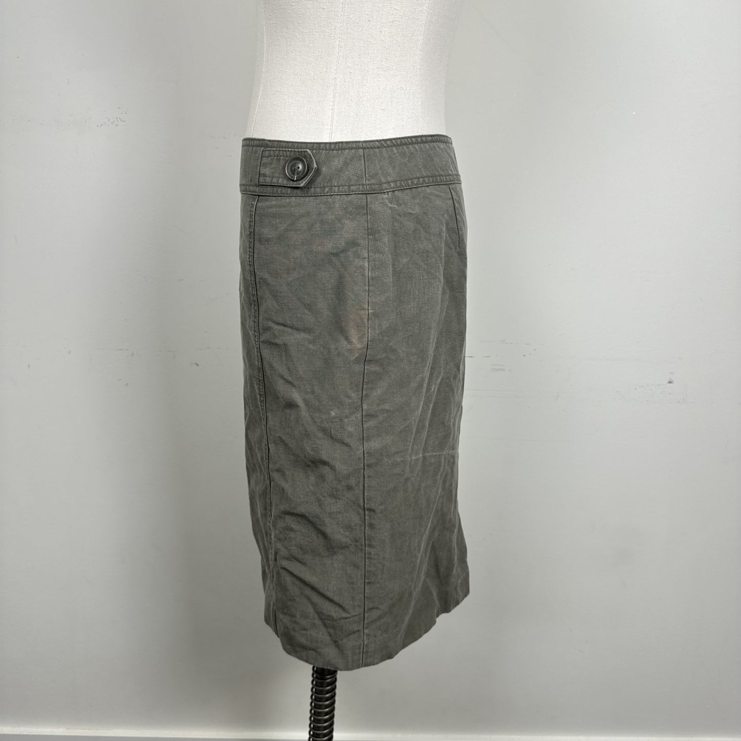 Vintage Cleo Olive Green Button Waist Midi Skirt – view 4